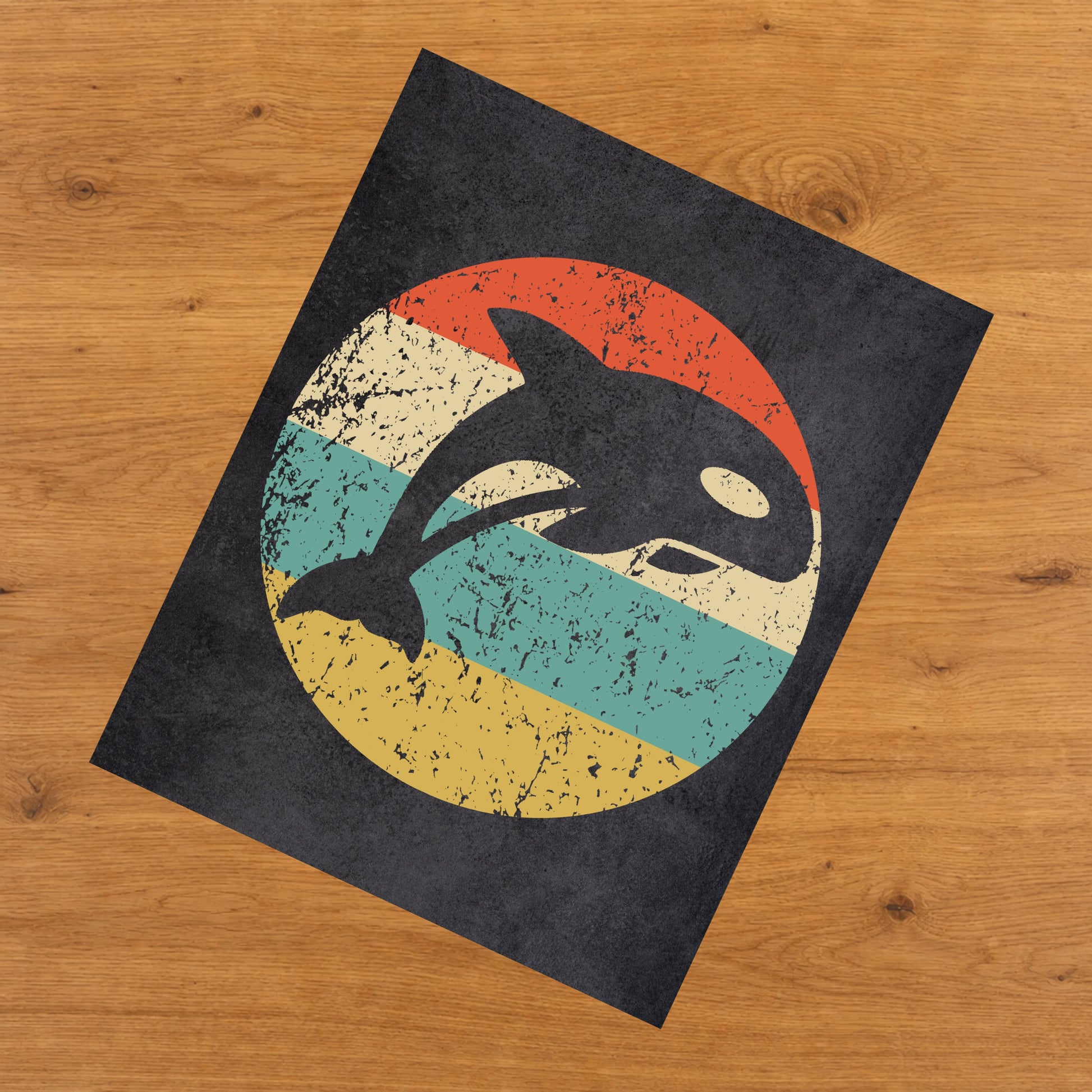 Killer Whale Orca Animal Icon Retro 8"x10" Wall Art Print
