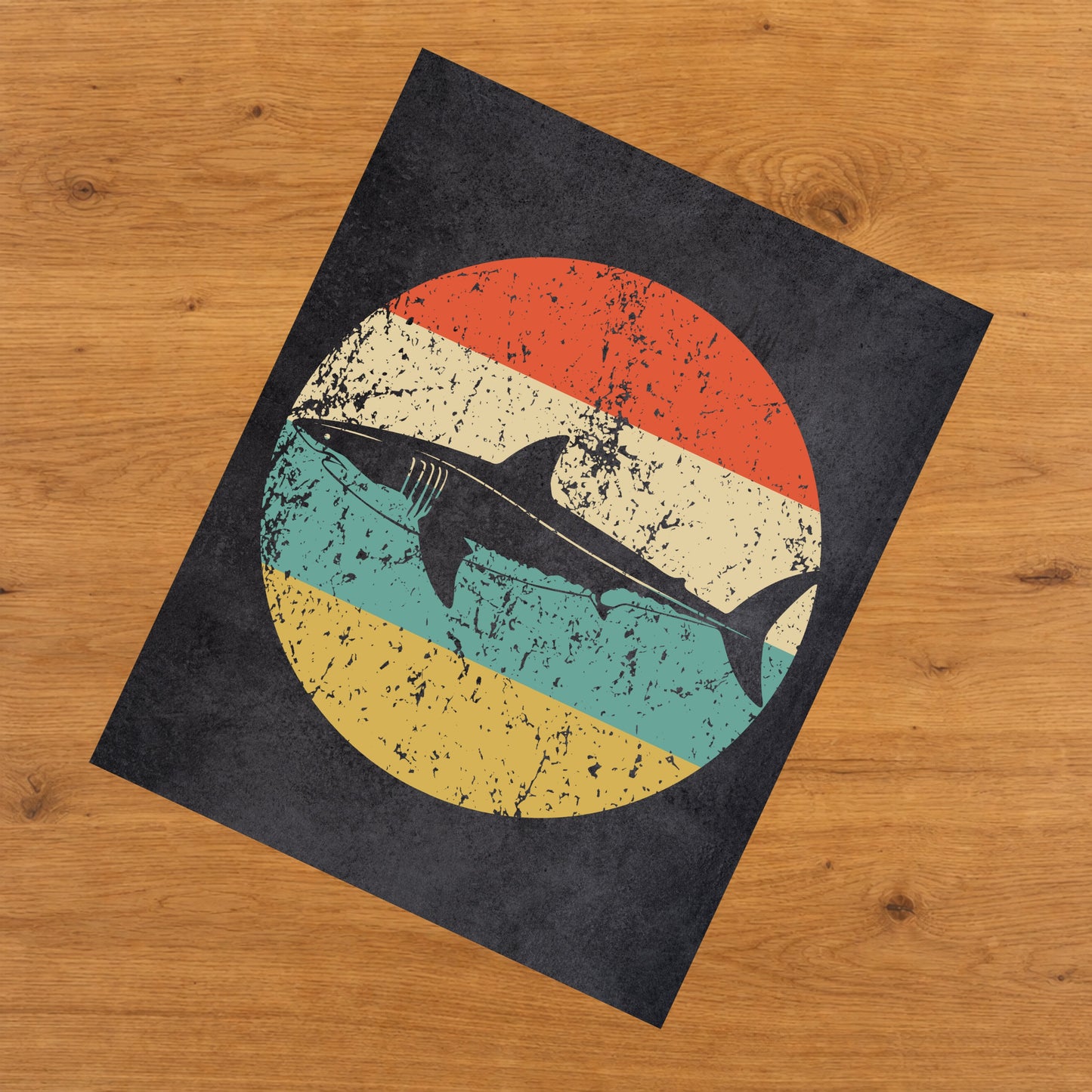 Great White Shark Icon Retro 8"x10" Wall Art Print