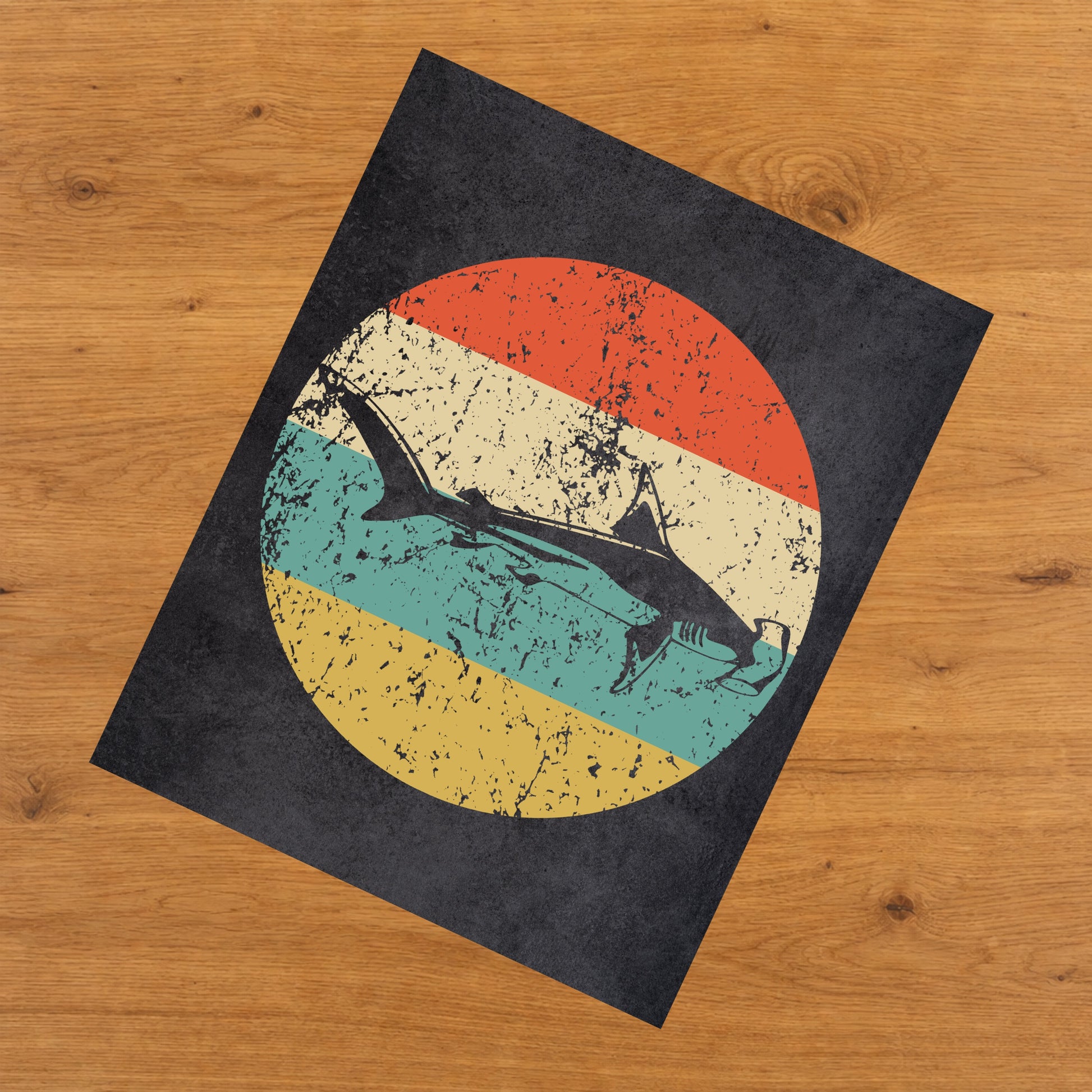 Great Hammerhead Shark Icon Retro 8"x10" Wall Art Print
