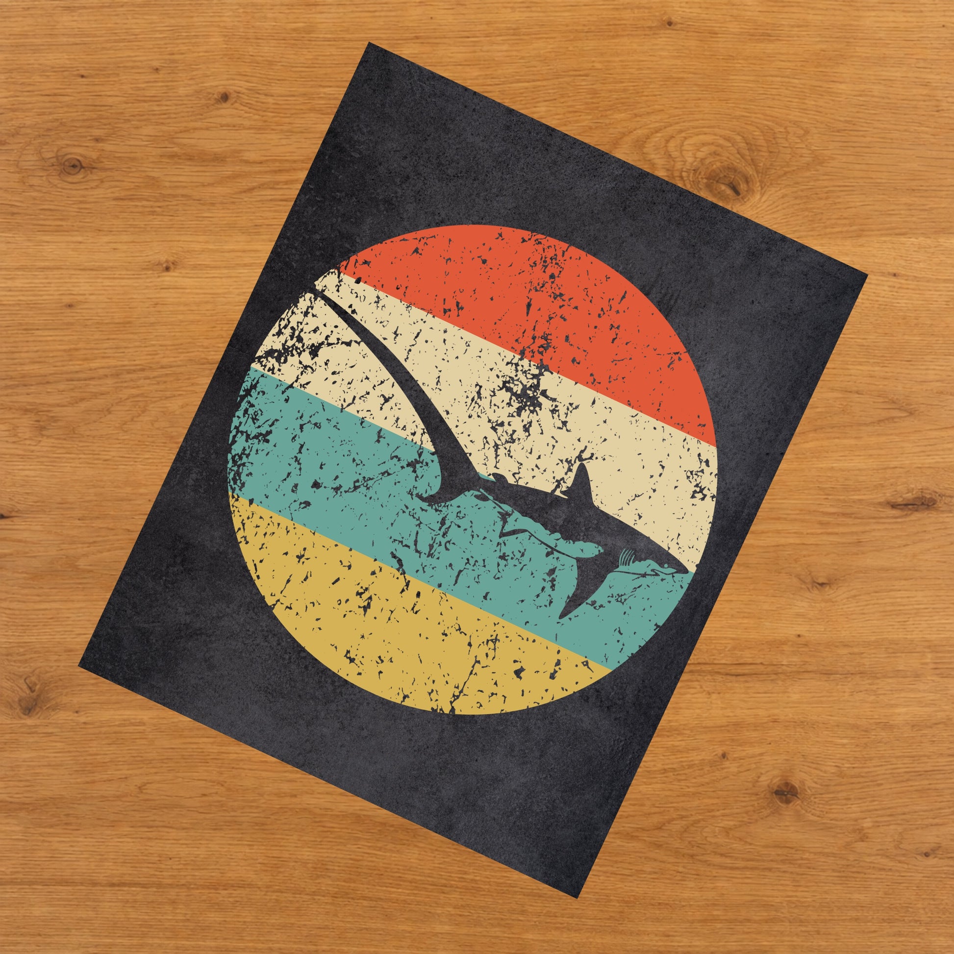Thresher Shark Icon Retro 8"x10" Wall Art Print