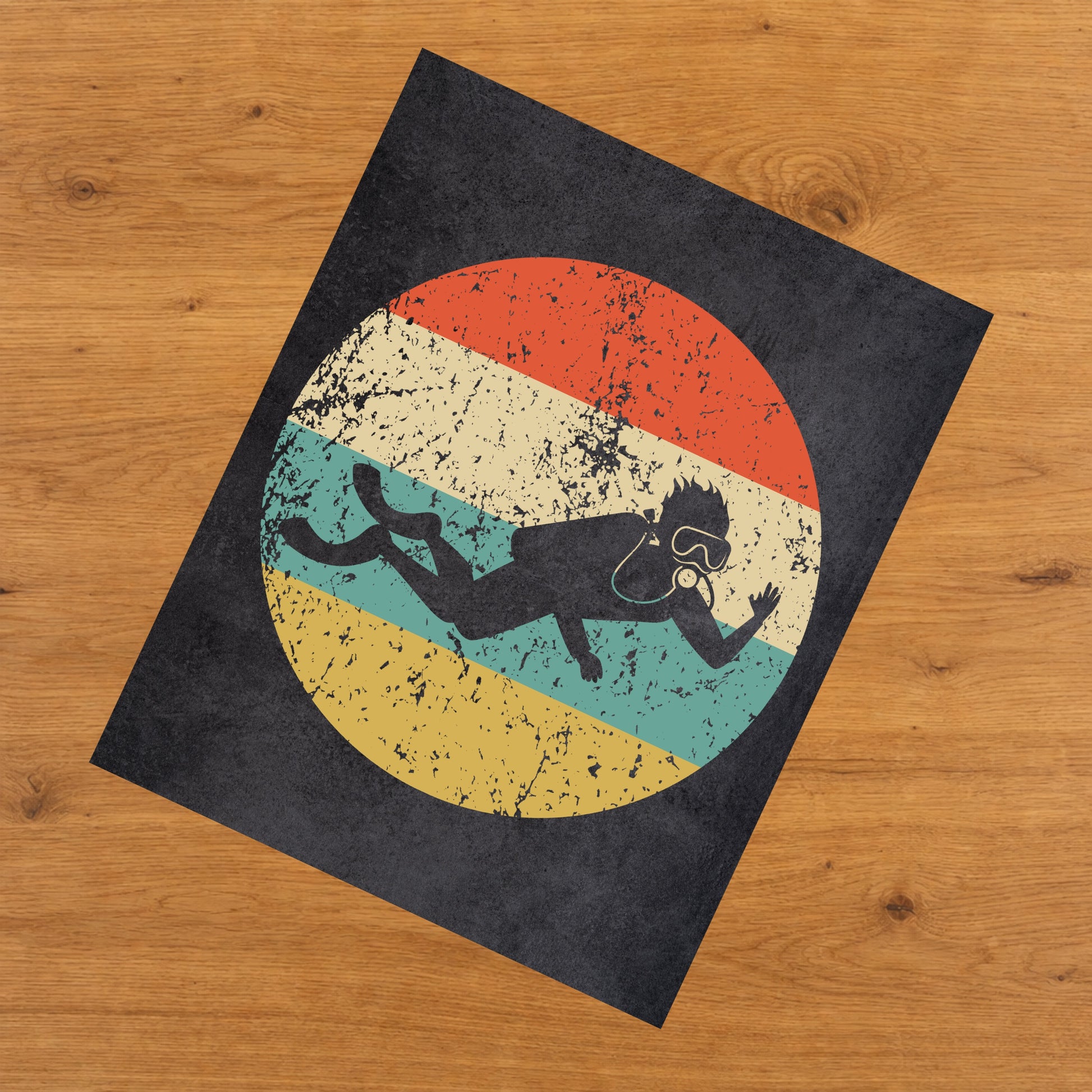 Scuba Diving Scuba Diver Icon Retro 8"x10" Wall Art Print