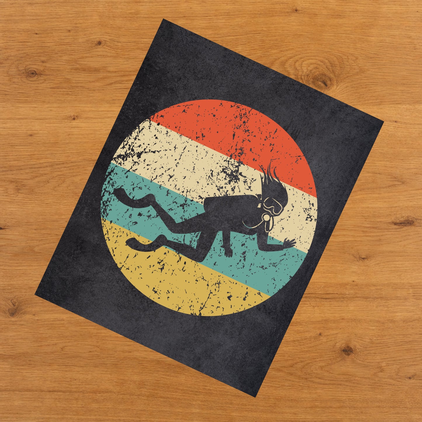 Scuba Diving Scuba Diver Icon Retro 8"x10" Wall Art Print