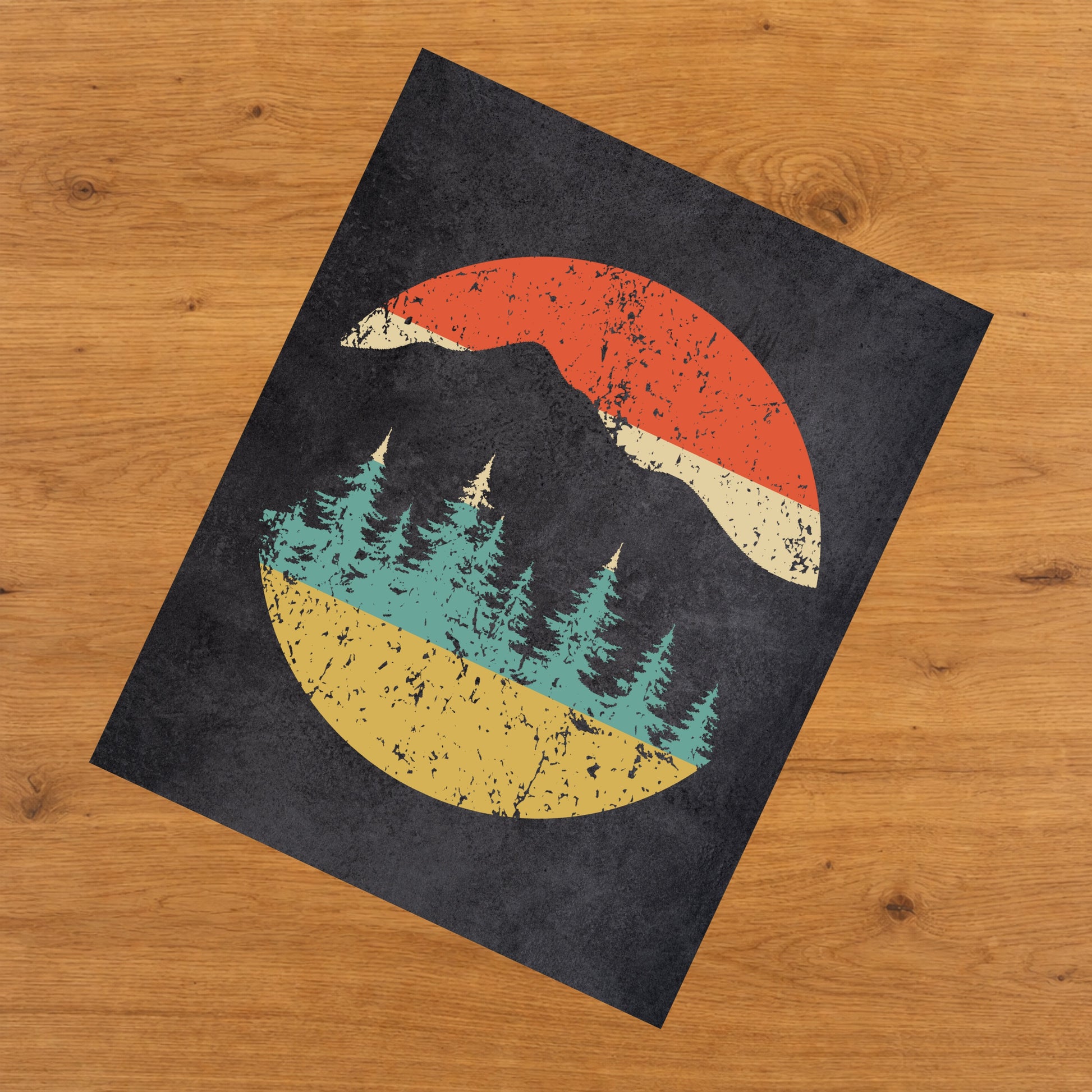Outdoors Nature Camping Mountains And Trees Icon Retro 8"x10" Wall Art Print