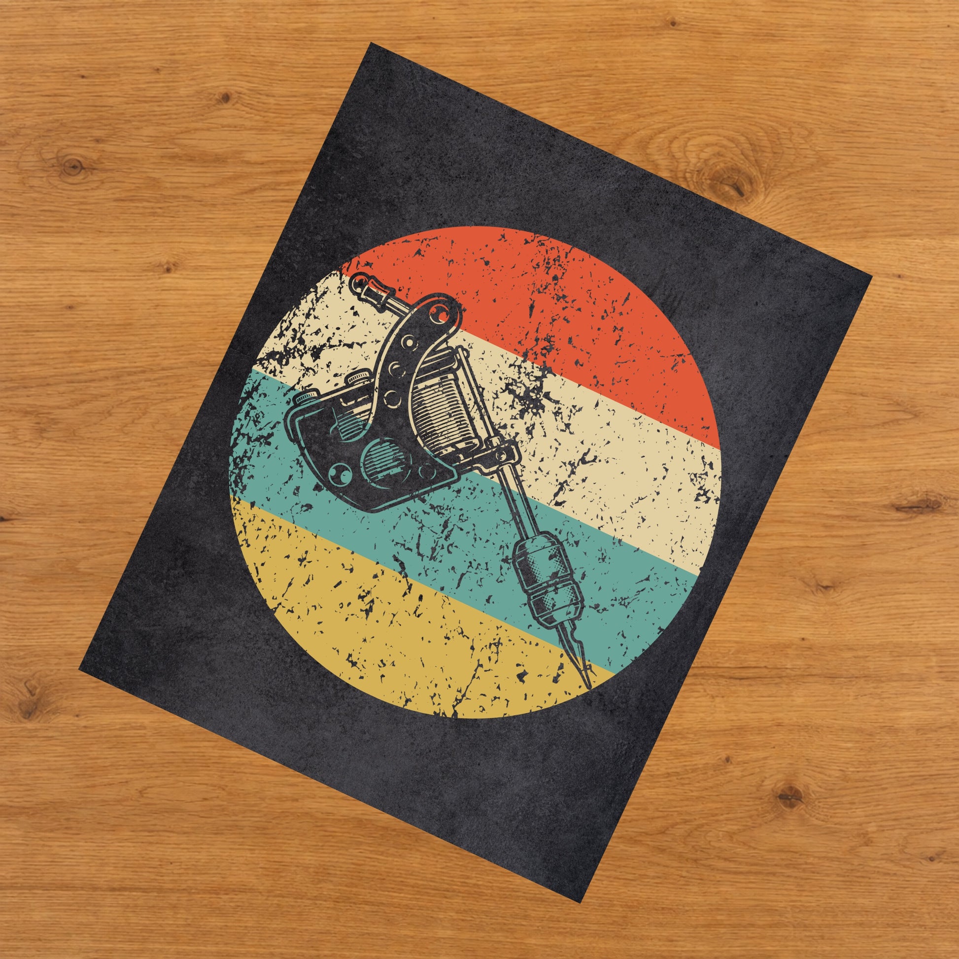 Tattoo Gun Icon Retro 8"x10" Wall Art Print