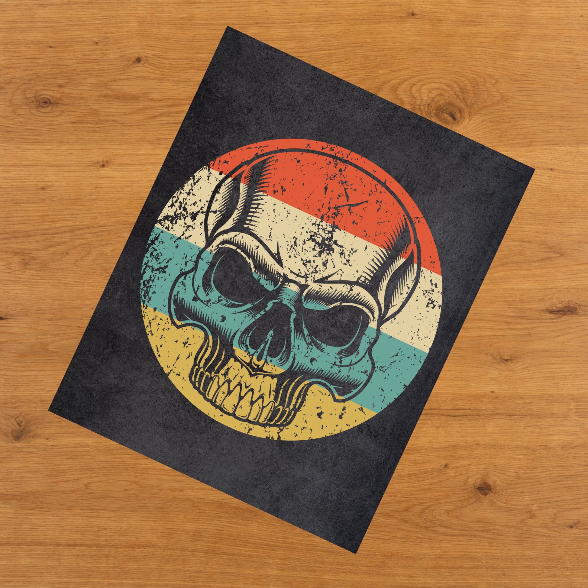 Skeleton Skull Icon Retro 8"x10" Wall Art Print