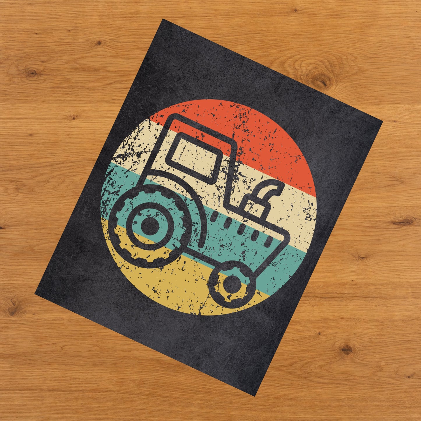 Farming Tractor Farmer Icon Retro 8"x10" Wall Art Print