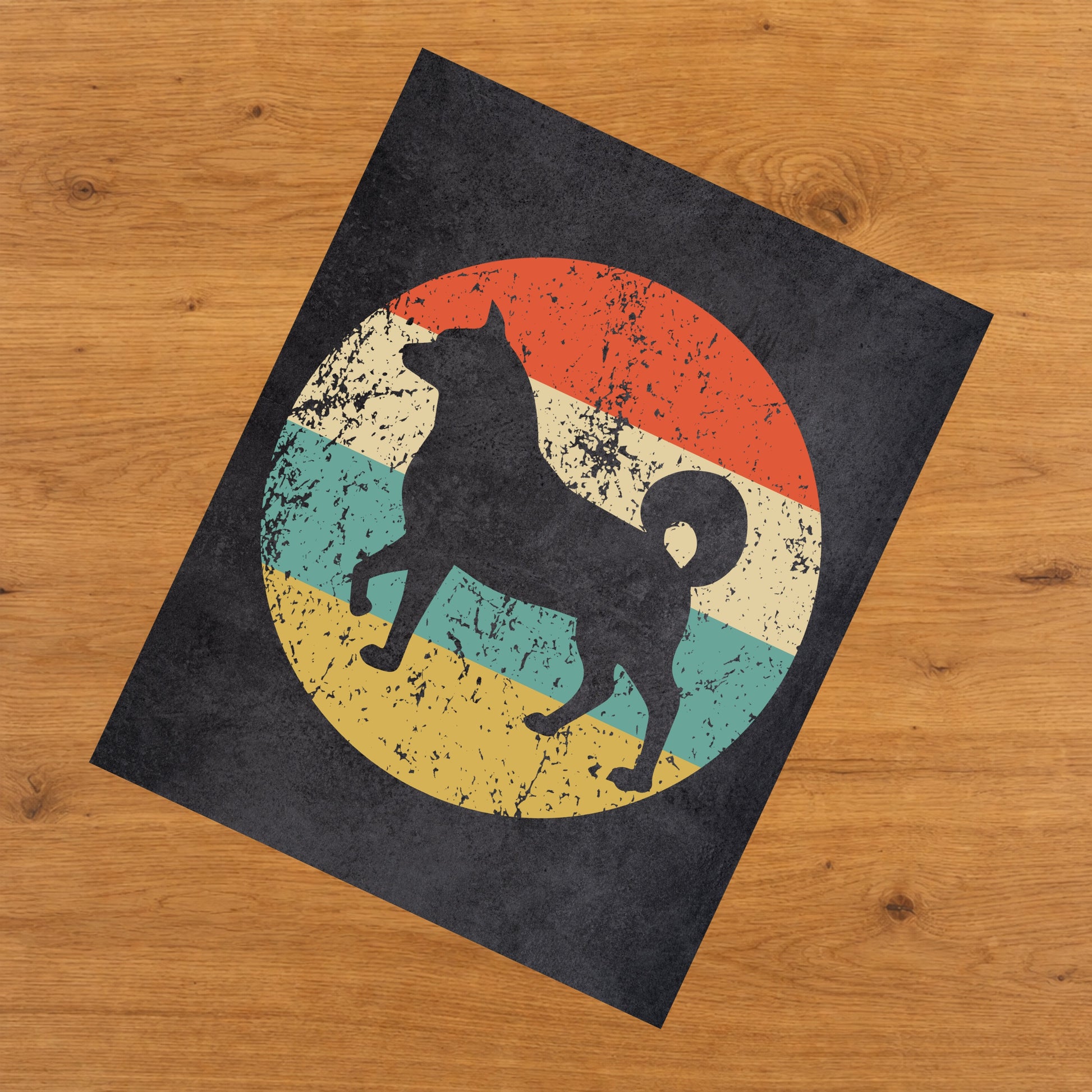 Akita Inu Dog Icon Retro 8"x10" Wall Art Print