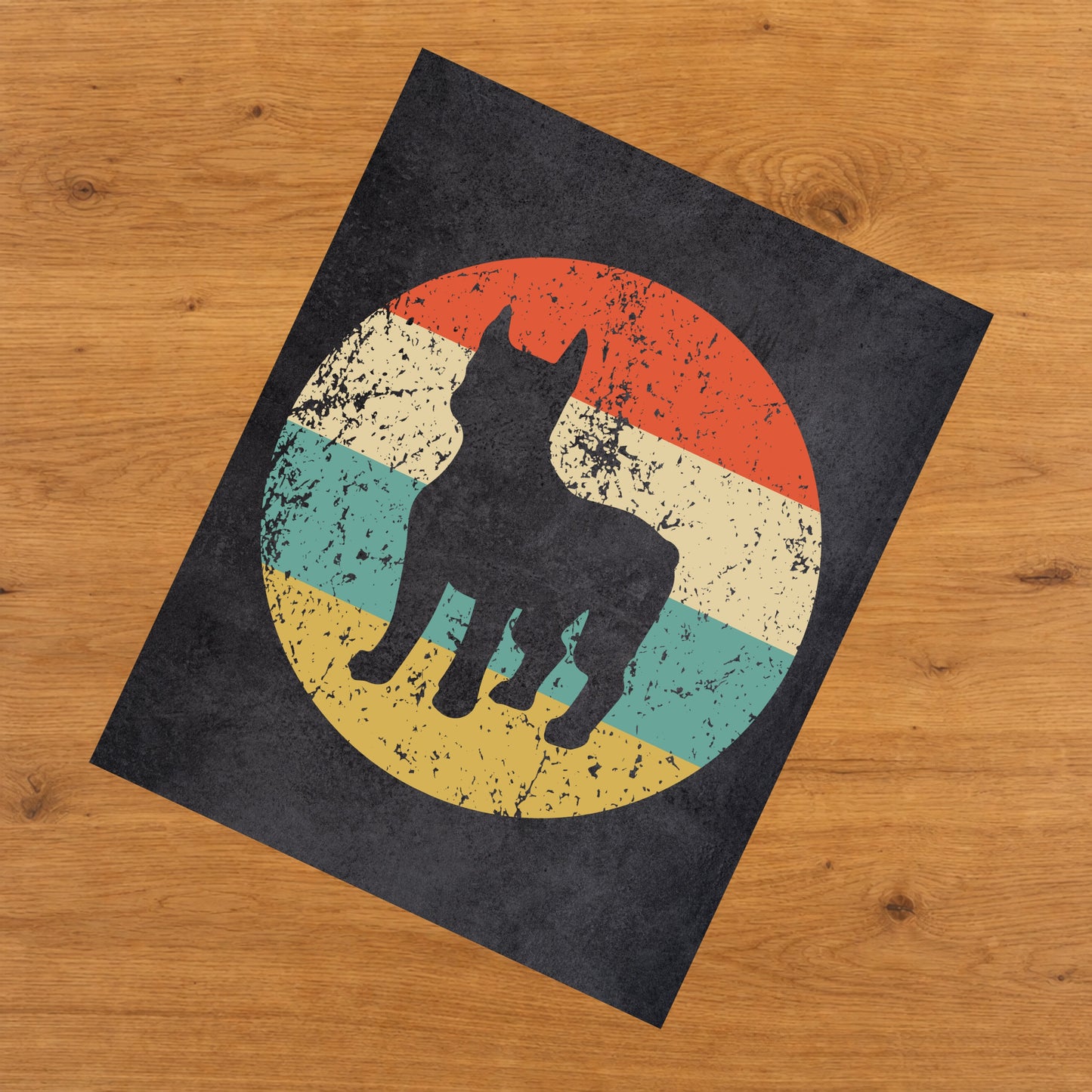 Boston Terrier Dog Icon Retro 8"x10" Wall Art Print