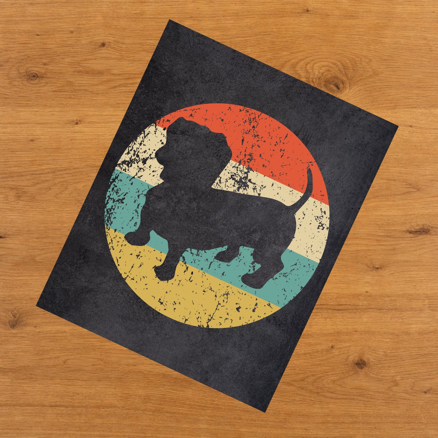 Dachshund Doxen Weiner Dog Icon Retro 8"x10" Wall Art Print