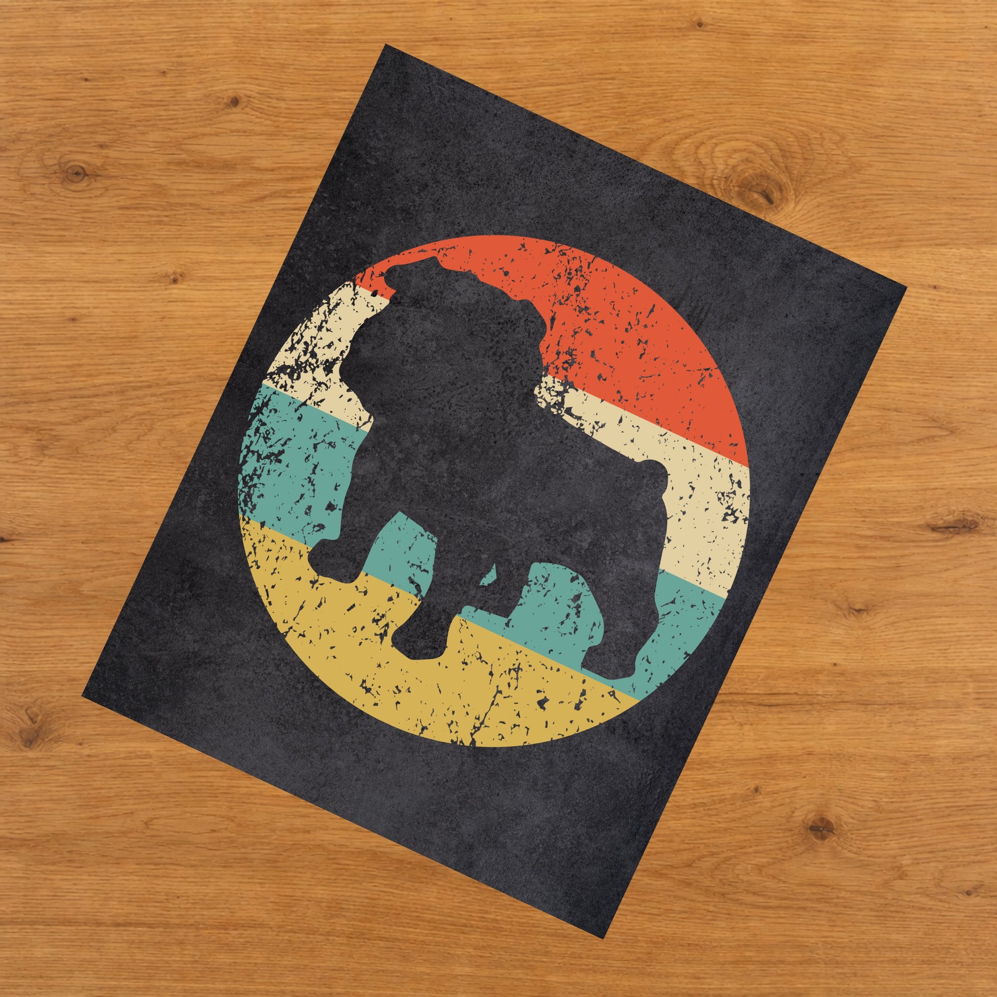English Bulldog Dog Icon Retro 8"x10" Wall Art Print