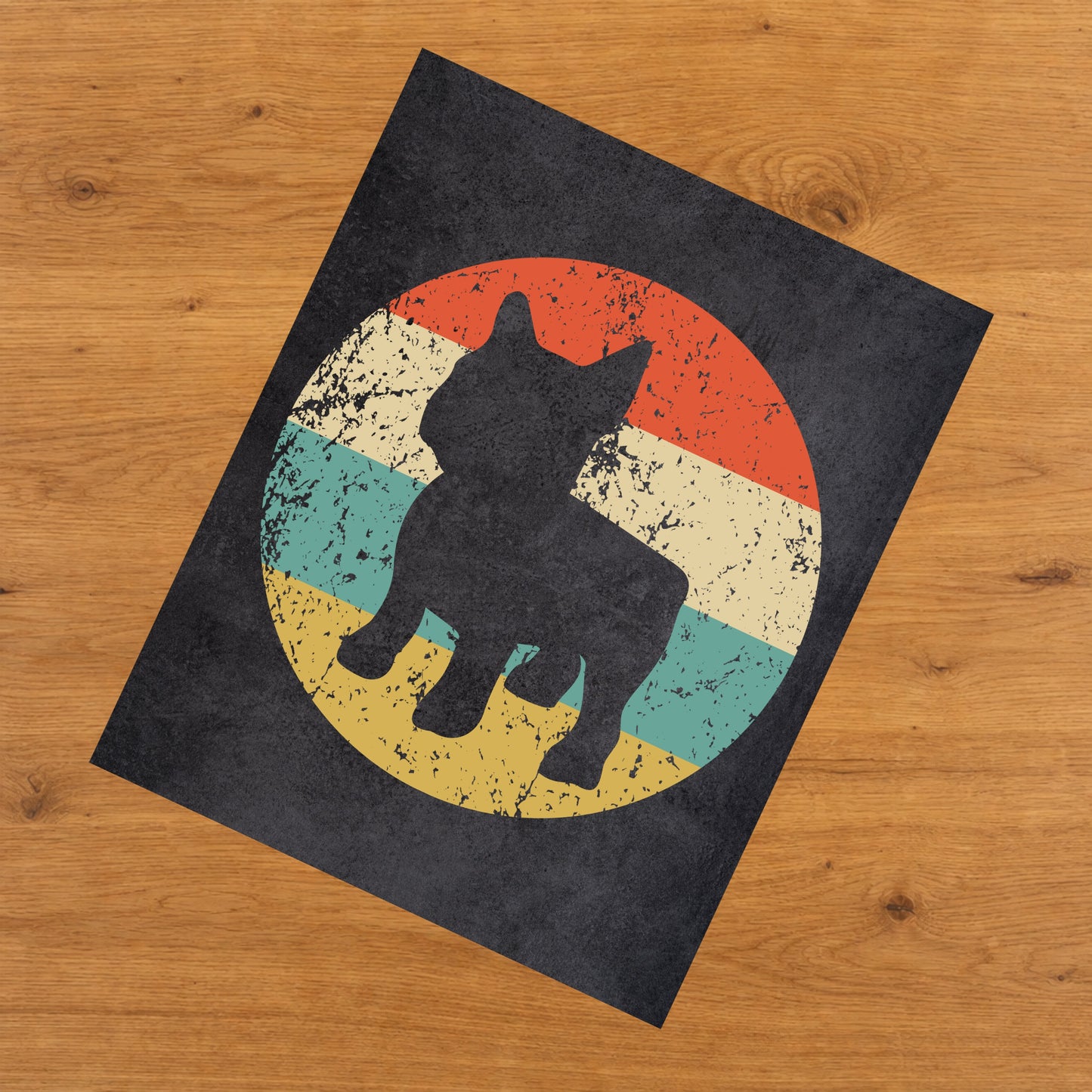French Bulldog Dog Icon Retro 8"x10" Wall Art Print