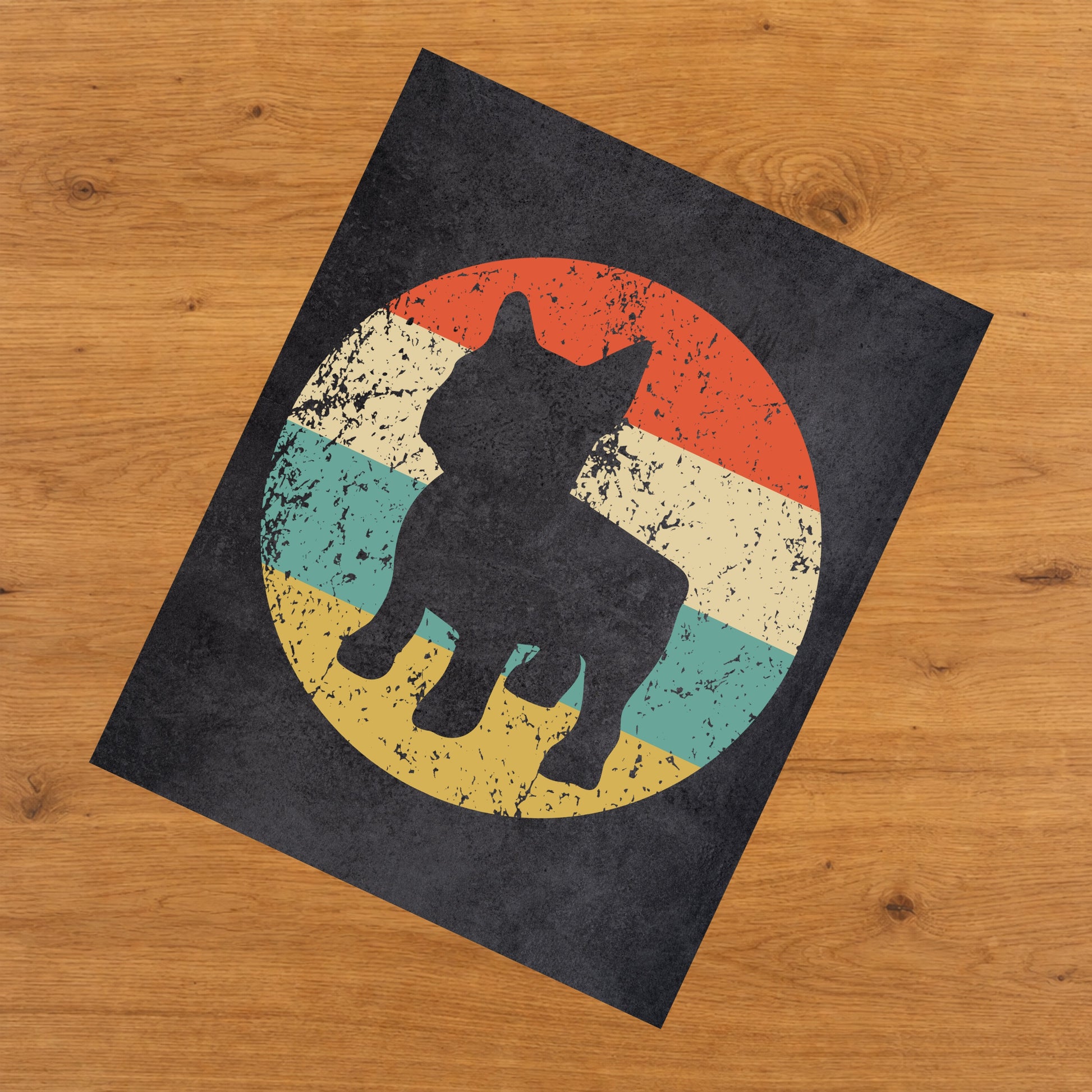 French Bulldog Dog Icon Retro 8"x10" Wall Art Print