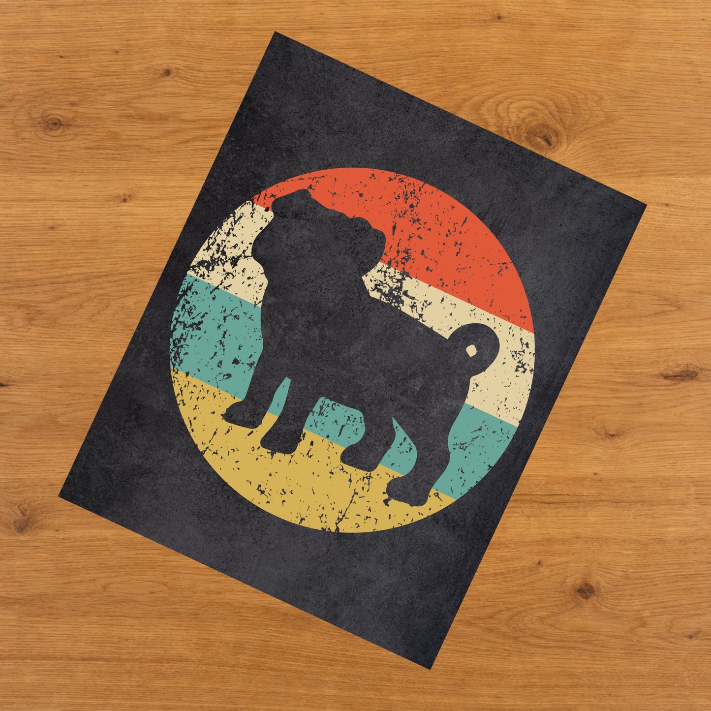 Pug Dog Icon Retro 8"x10" Wall Art Print