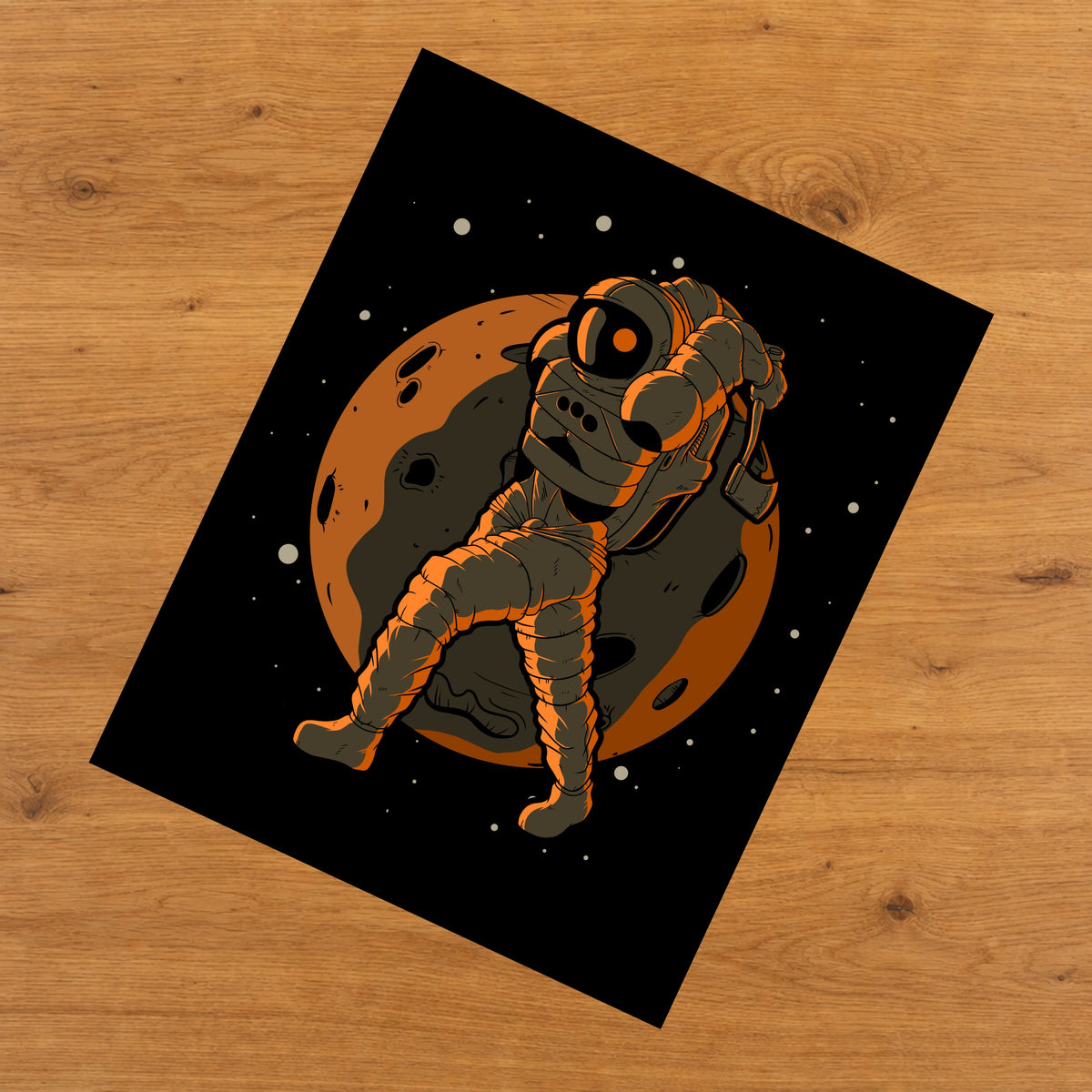 Axe Throwing Astronaut Outer Space Spaceman 8"x10" Wall Art Print