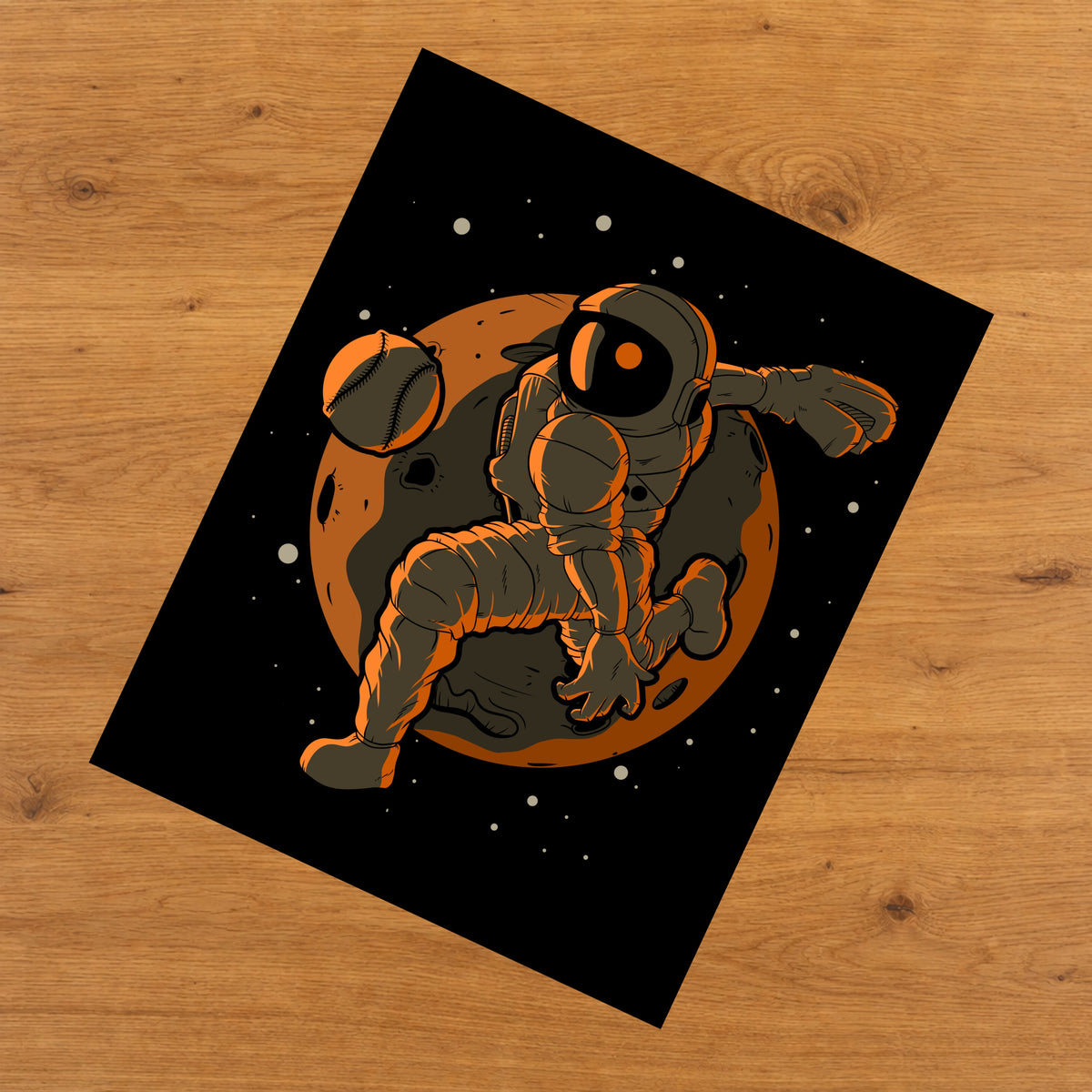Baseball Pitcher Astronaut Outer Space Spaceman 8"x10" Wall Art Print