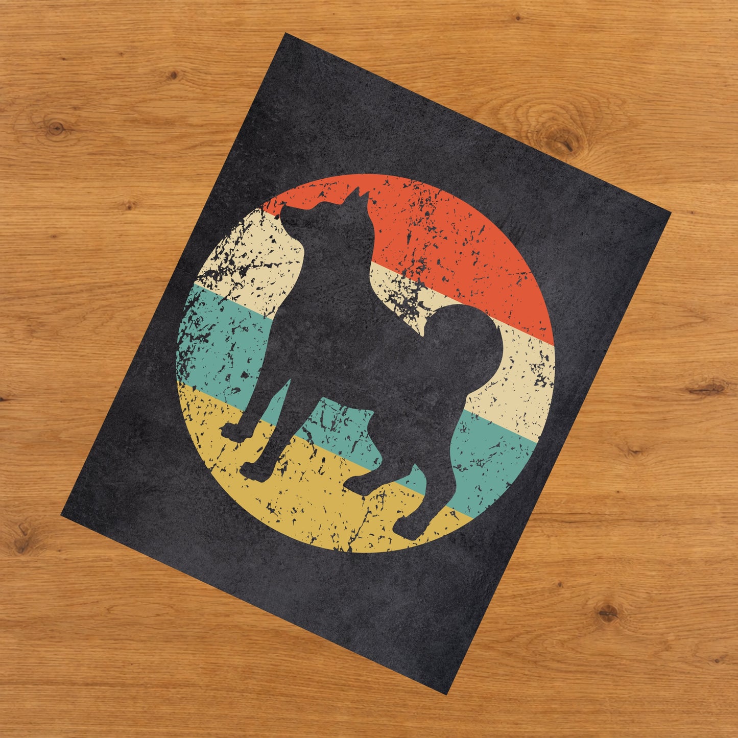 Norwegian Elkhound Dog Icon Retro 8"x10" Wall Art Print