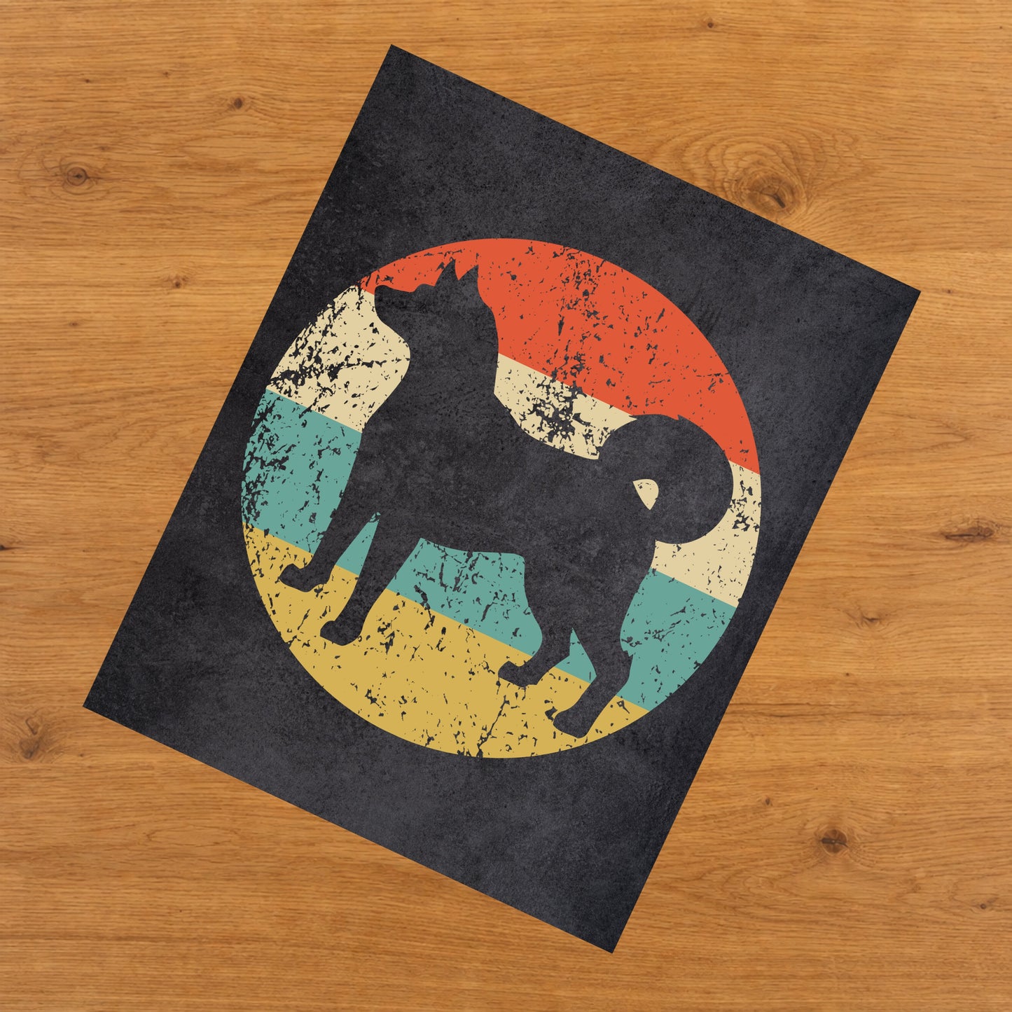 Shiba Inu Dog Icon Retro 8"x10" Wall Art Print