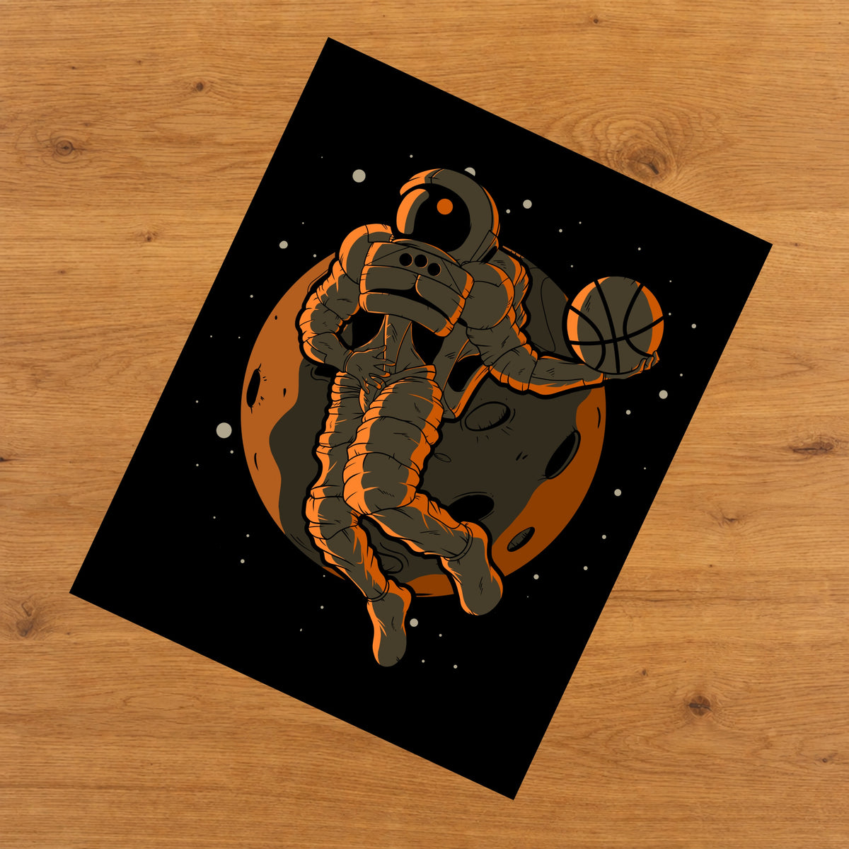 Basketball Dunk Astronaut Outer Space Spaceman 8"x10" Wall Art Print