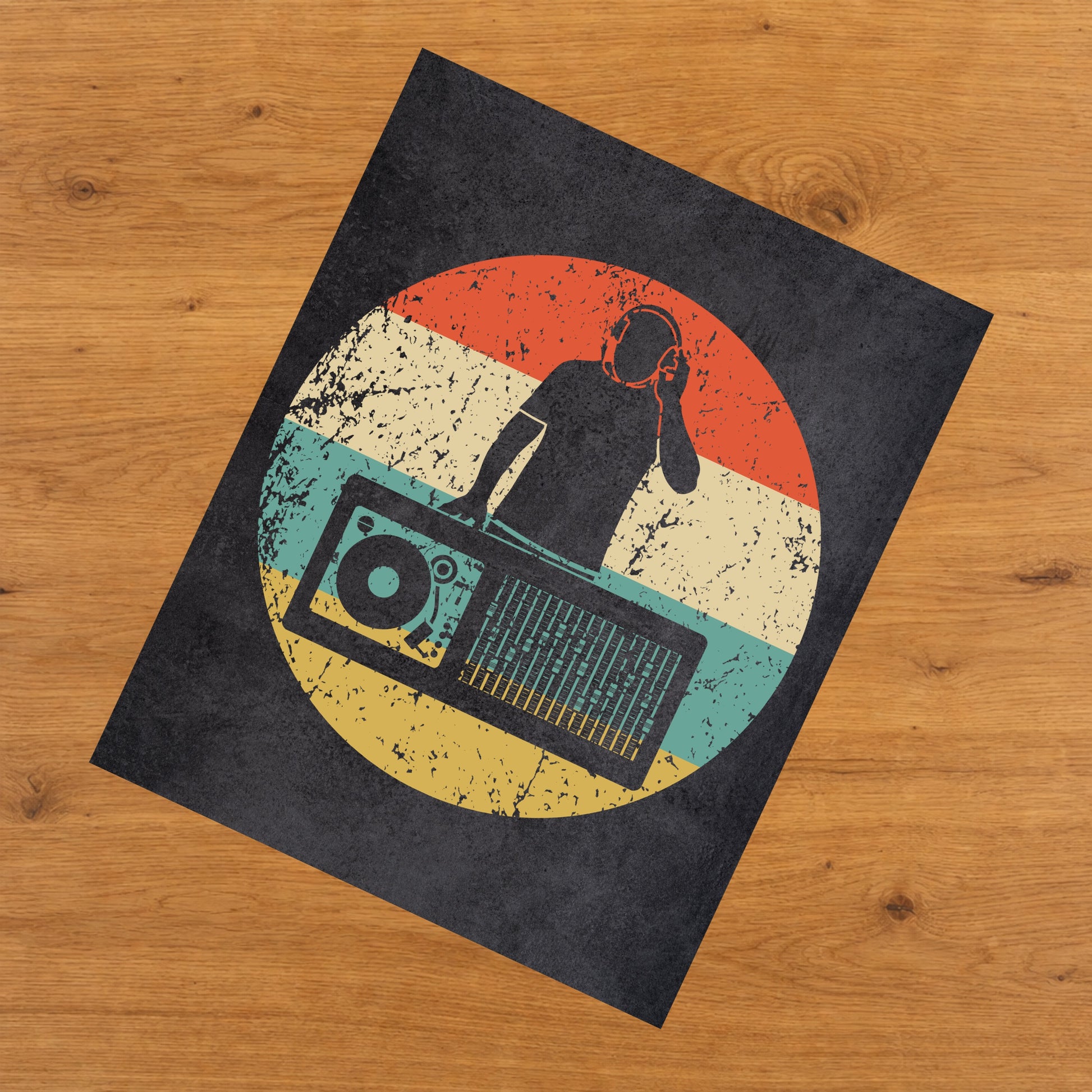 DJ Booth Disc Jockey EDM Music Icon Retro 8"x10" Wall Art Print