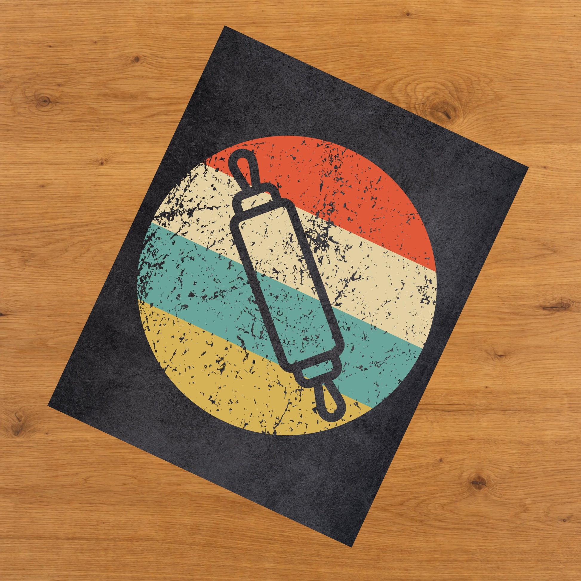 Baking Rolling Pin Icon Retro 8"x10" Wall Art Print