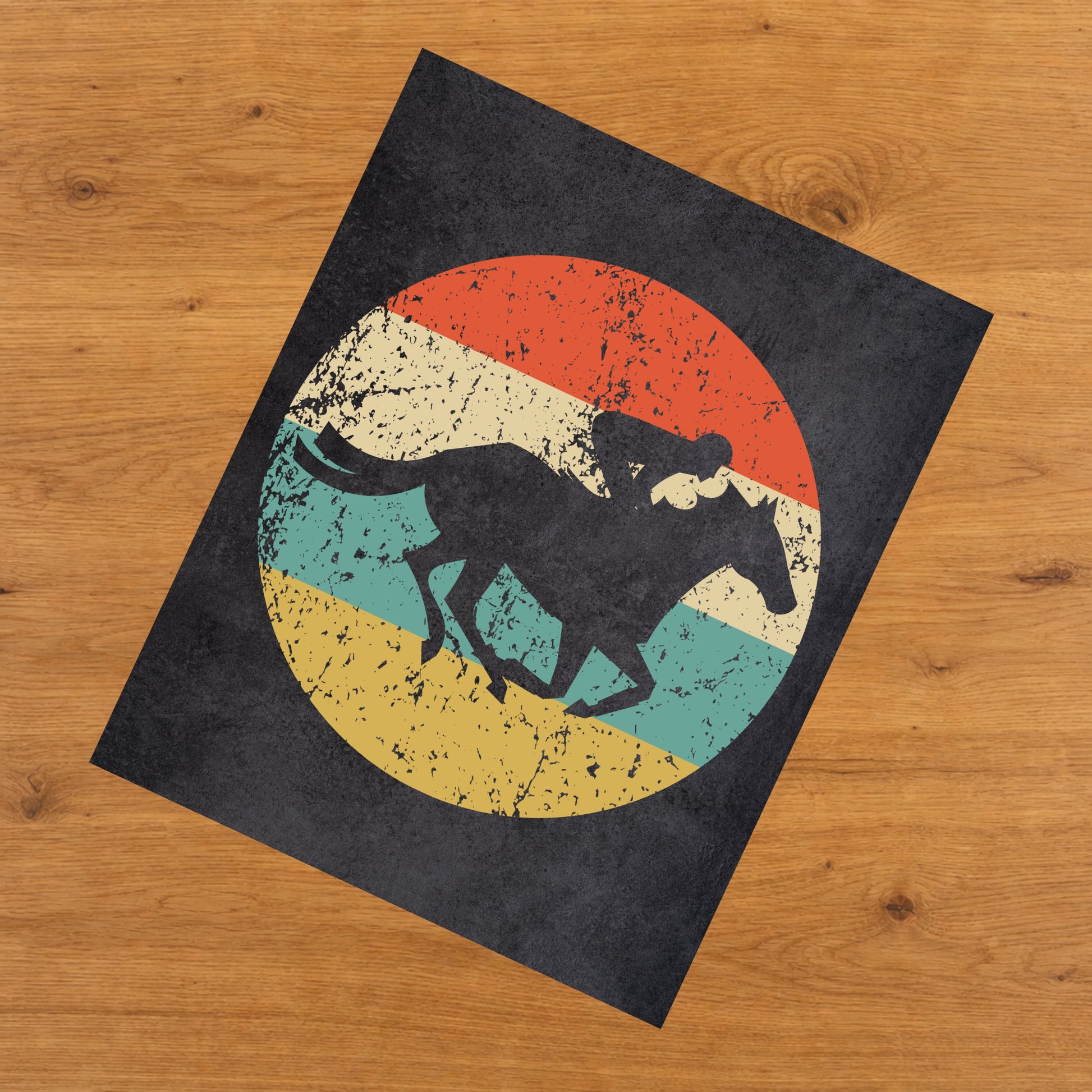Horse Racing Horseback Rider Icon Retro 8"x10" Wall Art Print