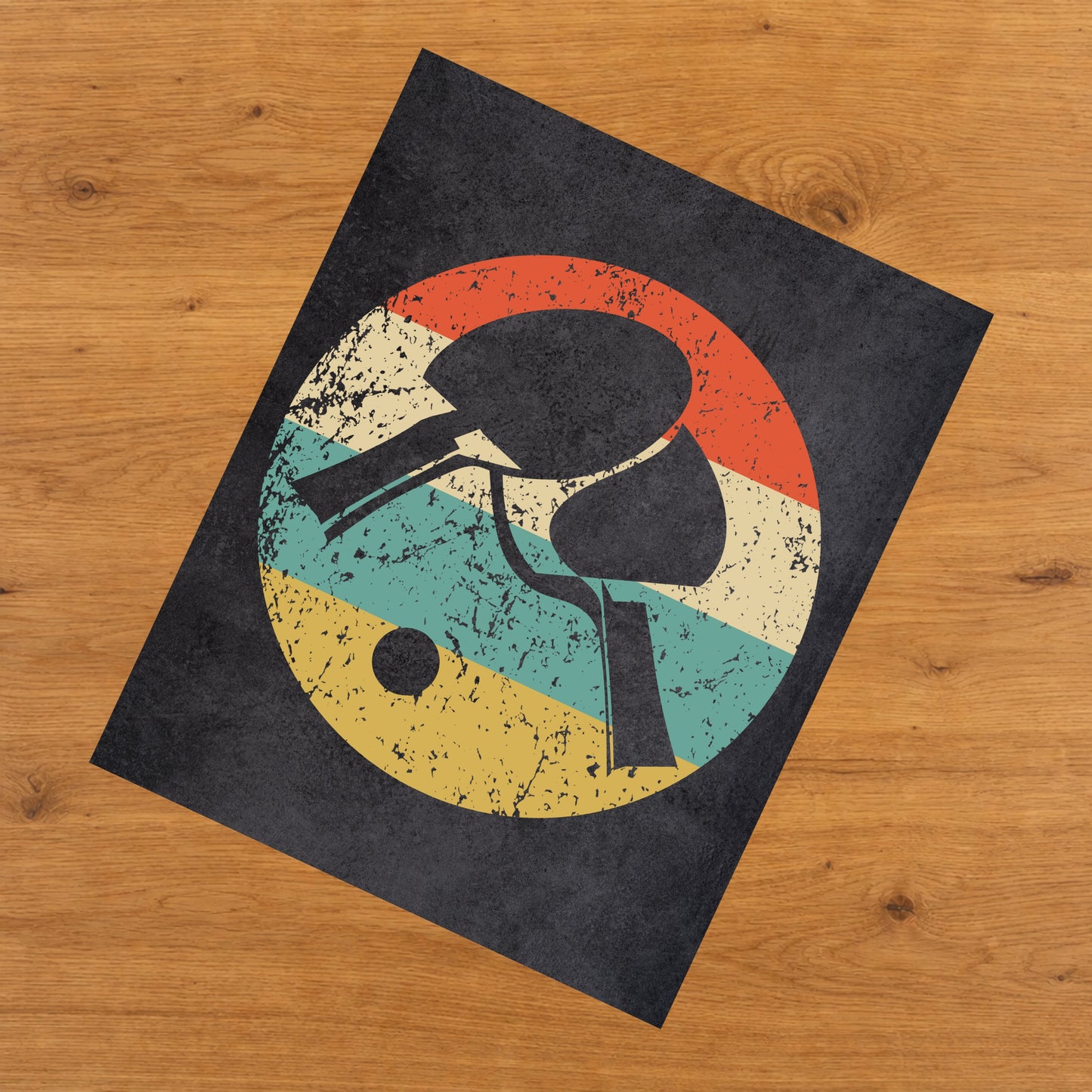Table Tennis Paddles Icon Retro 8"x10" Wall Art Print