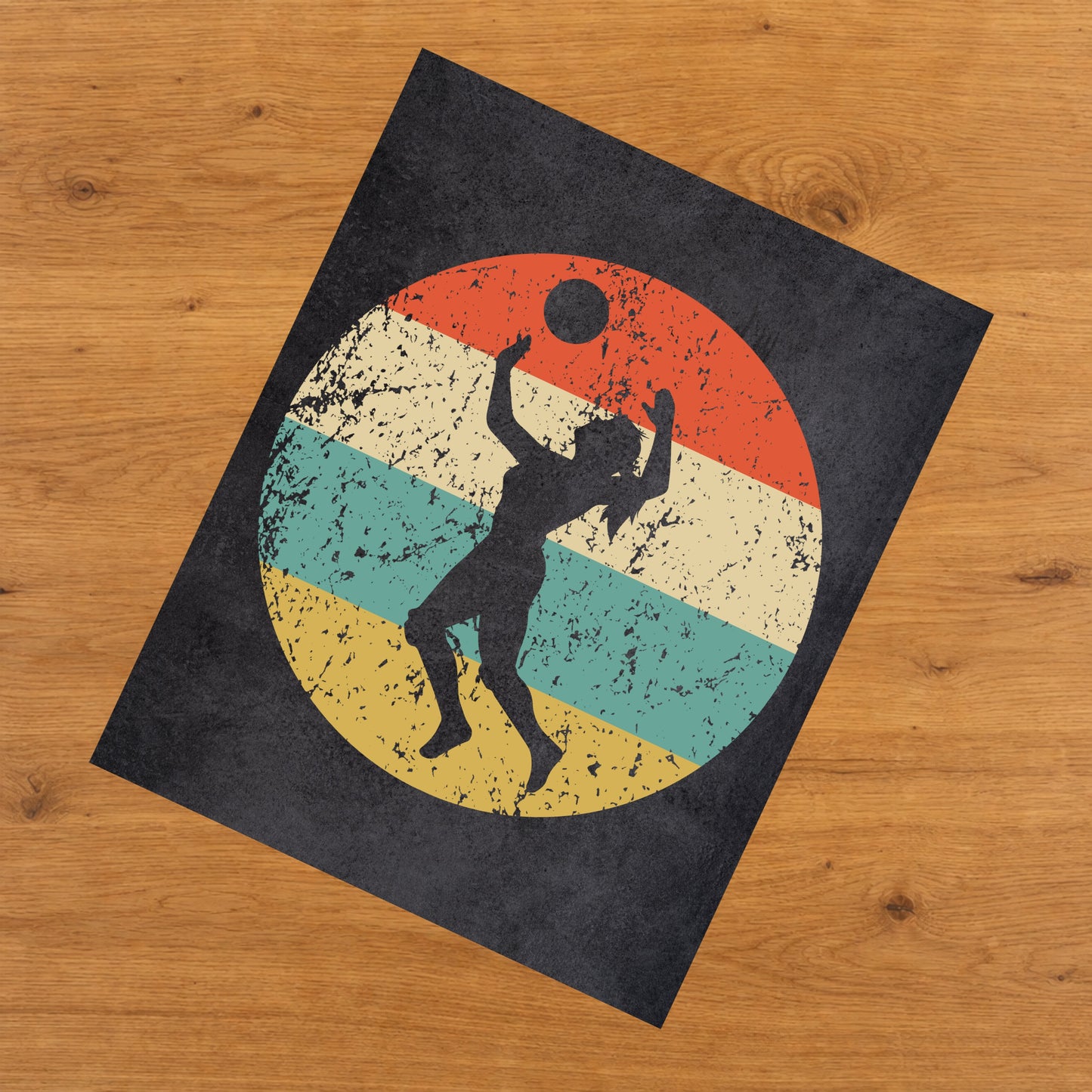 Volleyball Serve Sports Icon Retro 8"x10" Wall Art Print