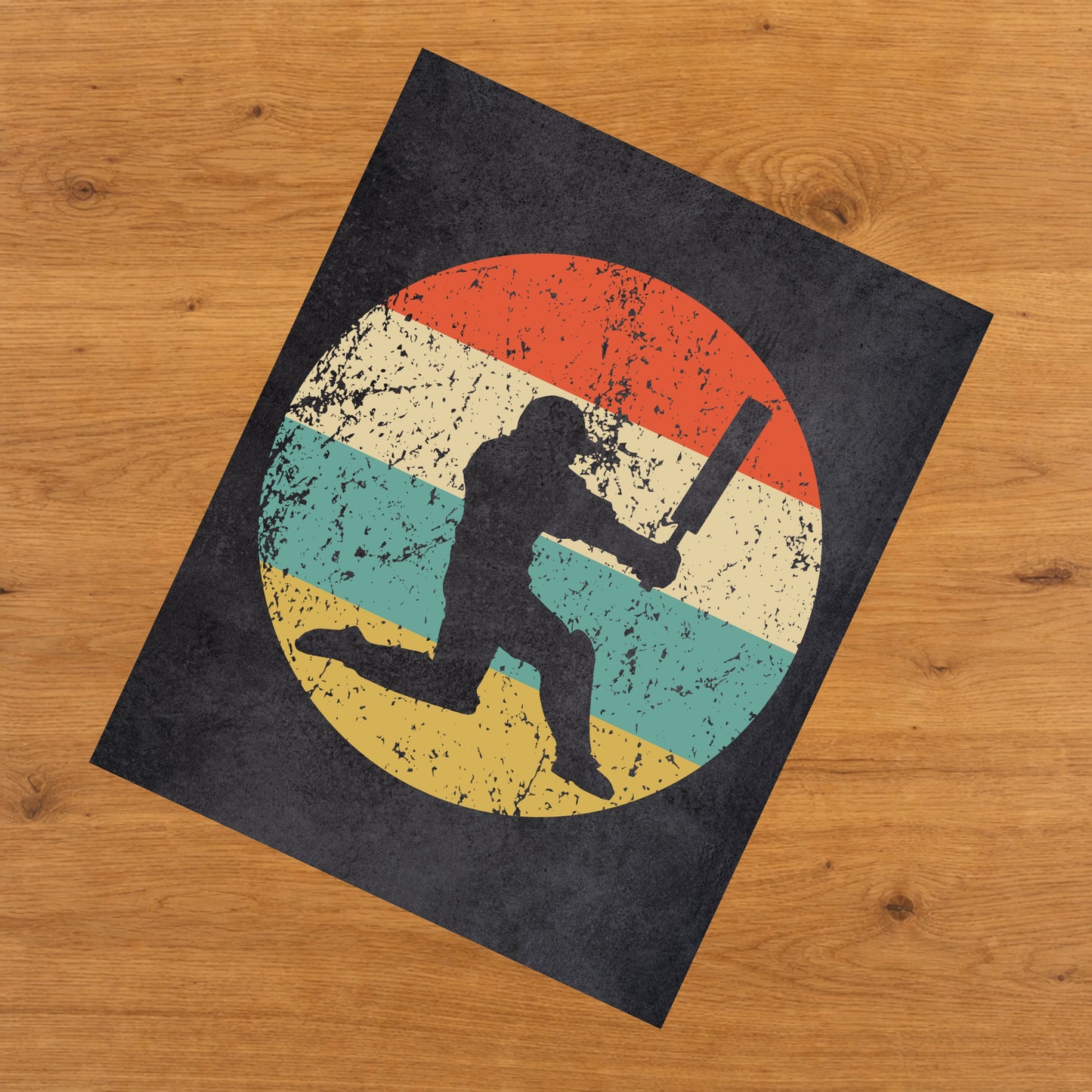 Cicket Player Sports Icon Retro 8"x10" Wall Art Print