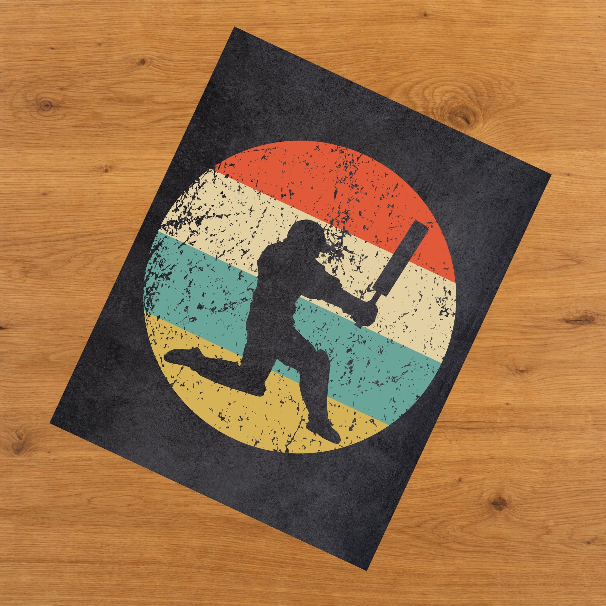 Cicket Player Sports Icon Retro 8"x10" Wall Art Print