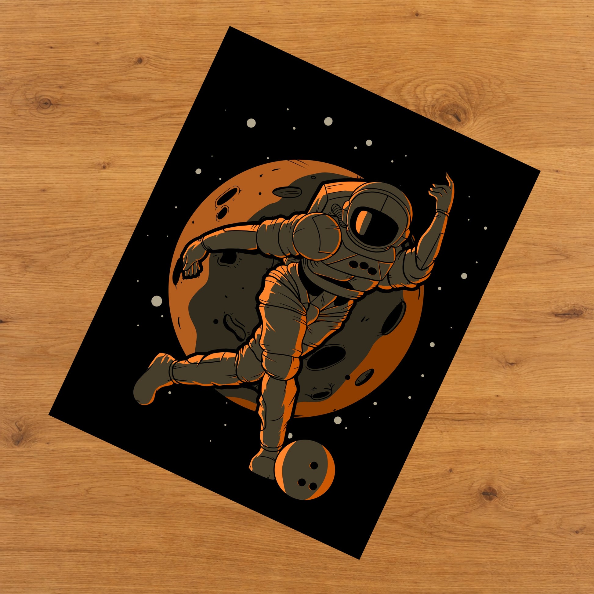 Bowling Astronaut Outer Space Spaceman 8"x10" Wall Art Print
