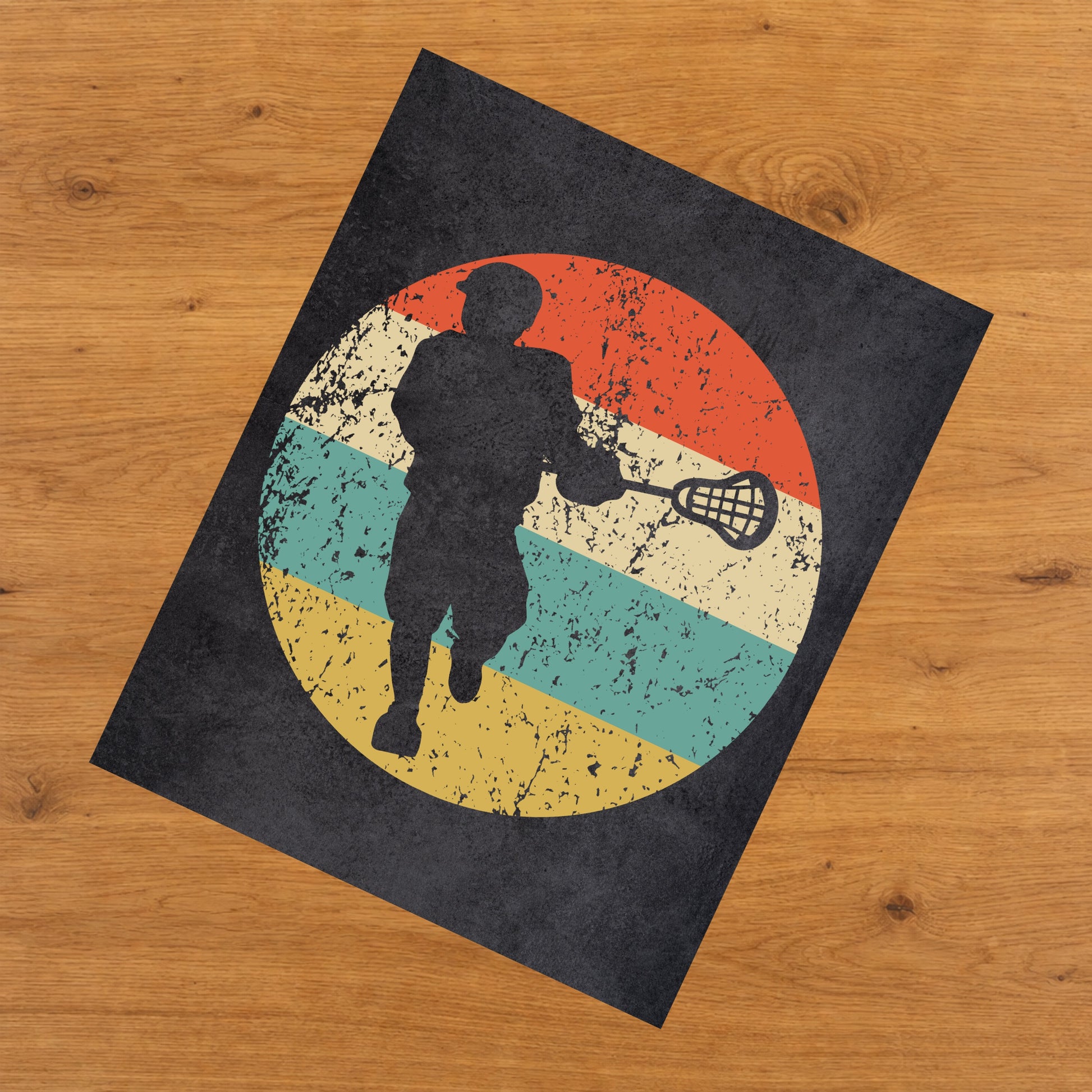 Lacrosse Player Sports Icon Retro 8"x10" Wall Art Print