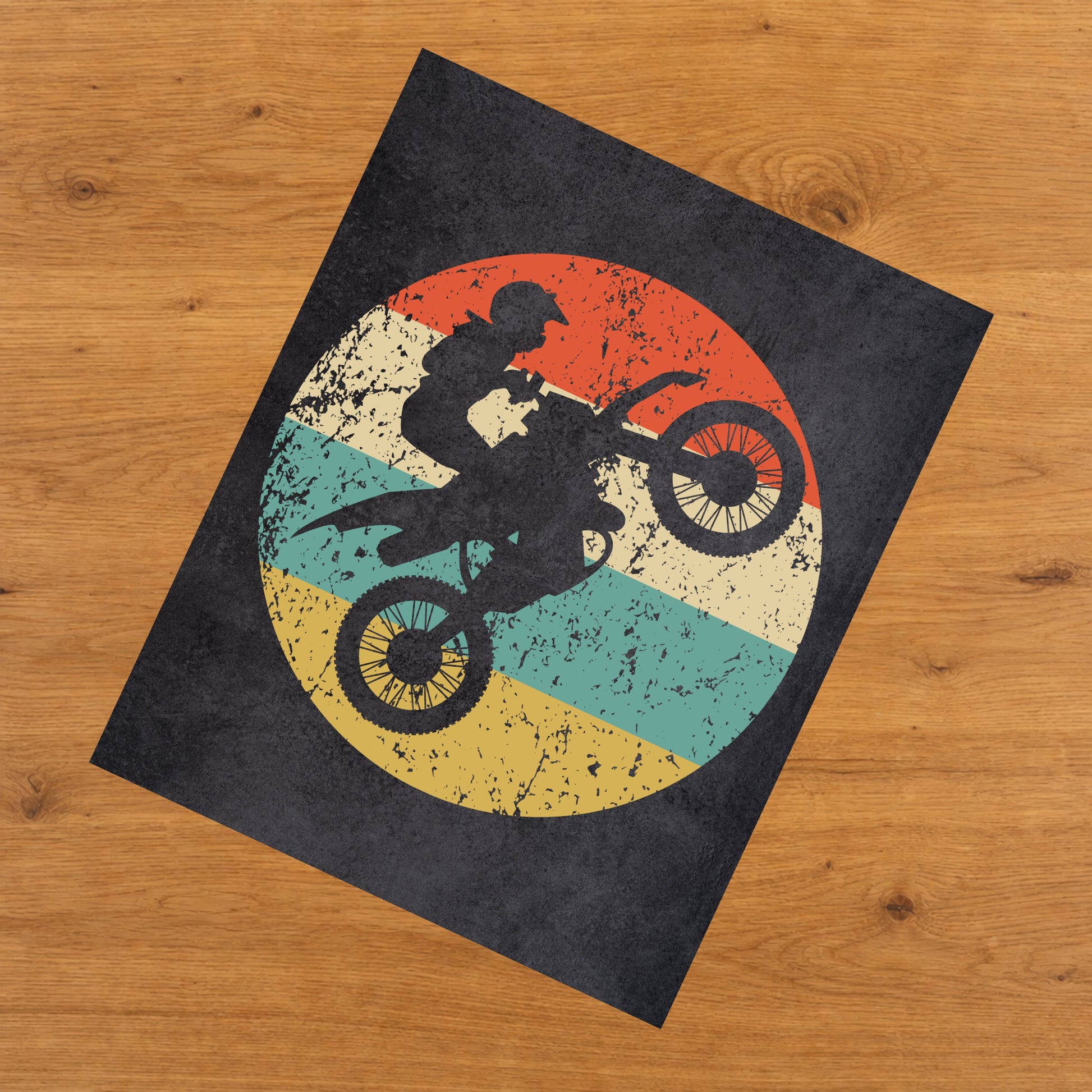 Motocross Bike Icon Retro 8"x10" Wall Art Print