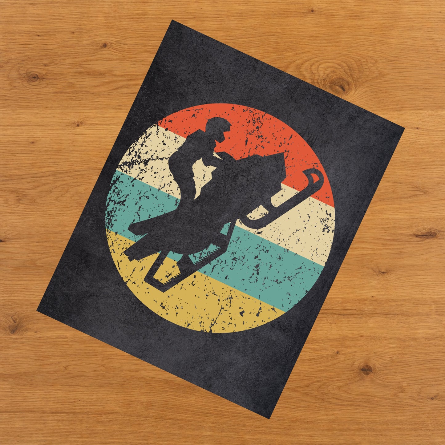 Snowmobiling Snowmobile Icon Retro 8"x10" Wall Art Print