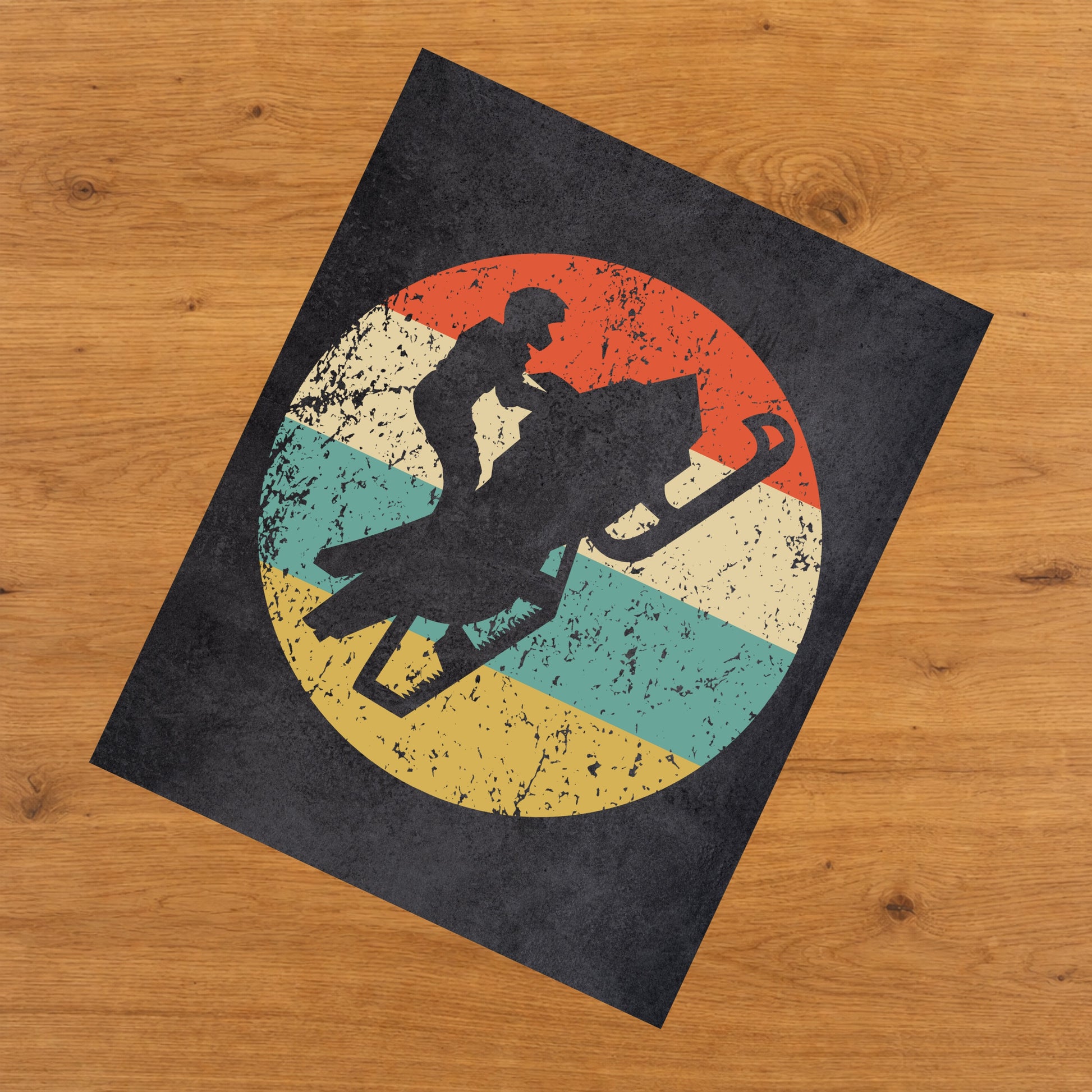 Snowmobiling Snowmobile Icon Retro 8"x10" Wall Art Print