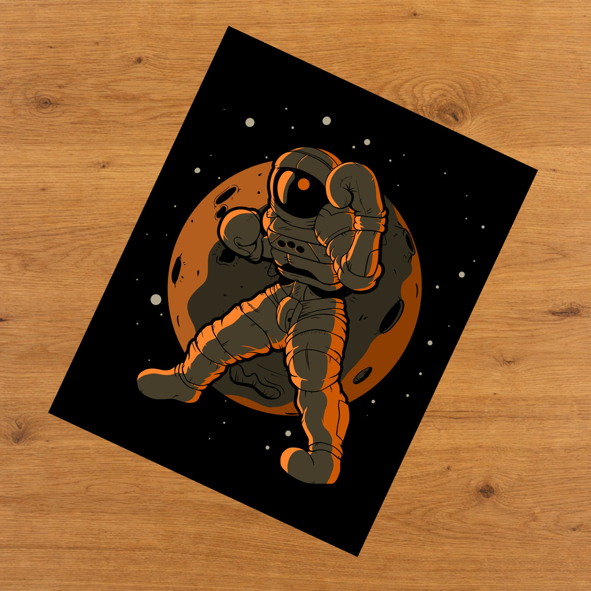 Boxing Astronaut Outer Space Spaceman 8"x10" Wall Art Print