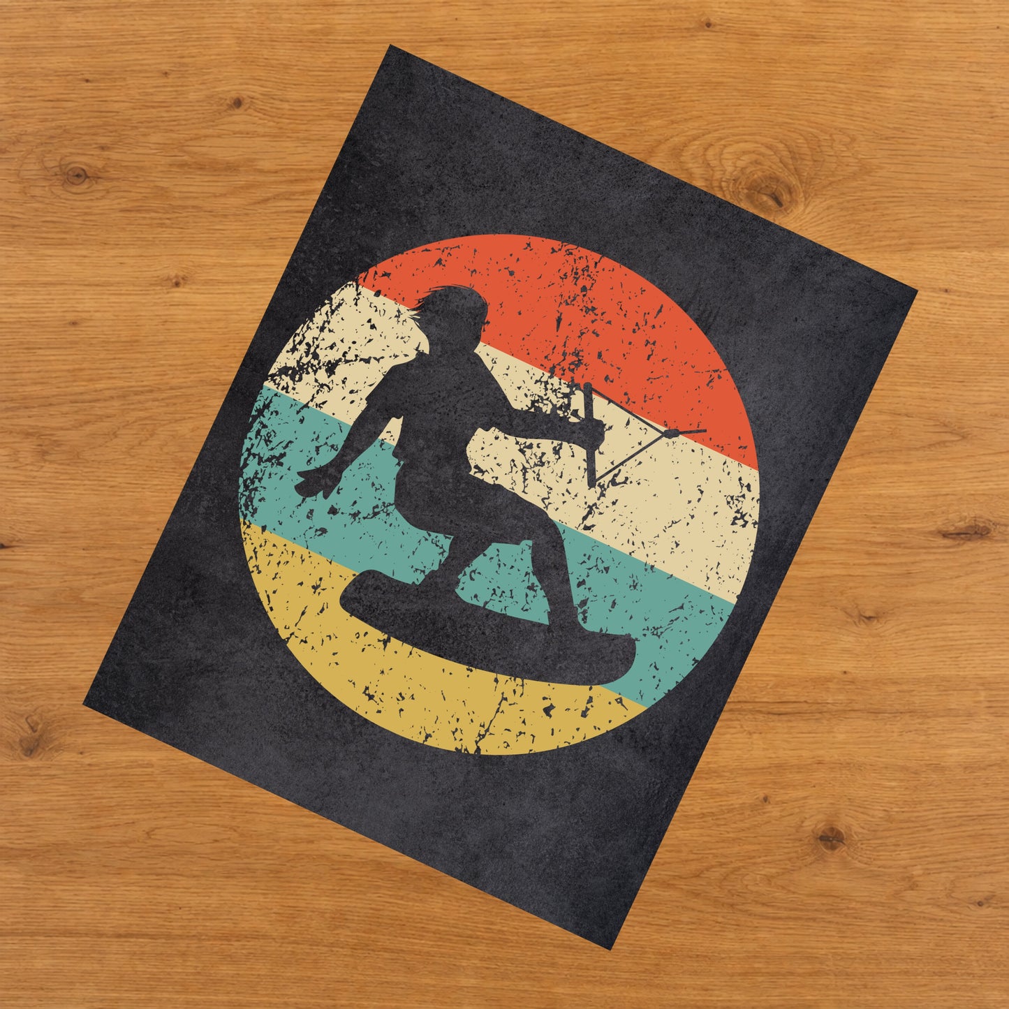 Wakeboarding Wakeboard Icon Retro 8"x10" Wall Art Print