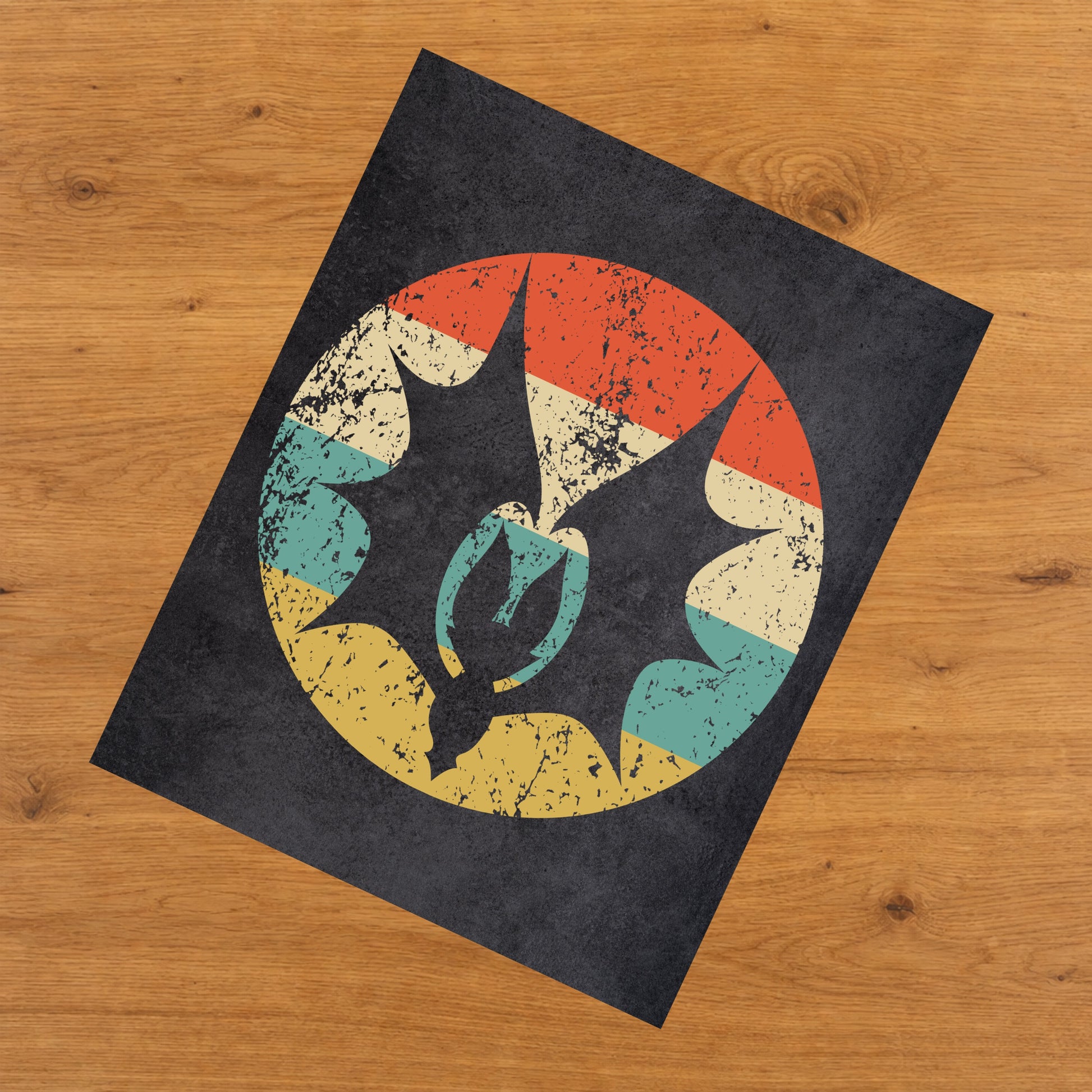 Scary Bat Halloween Icon Retro 8"x10" Wall Art Print