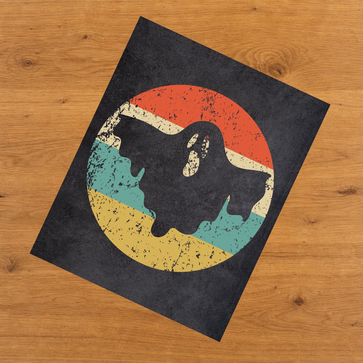 Scary Ghost Halloween Icon Retro 8"x10" Wall Art Print