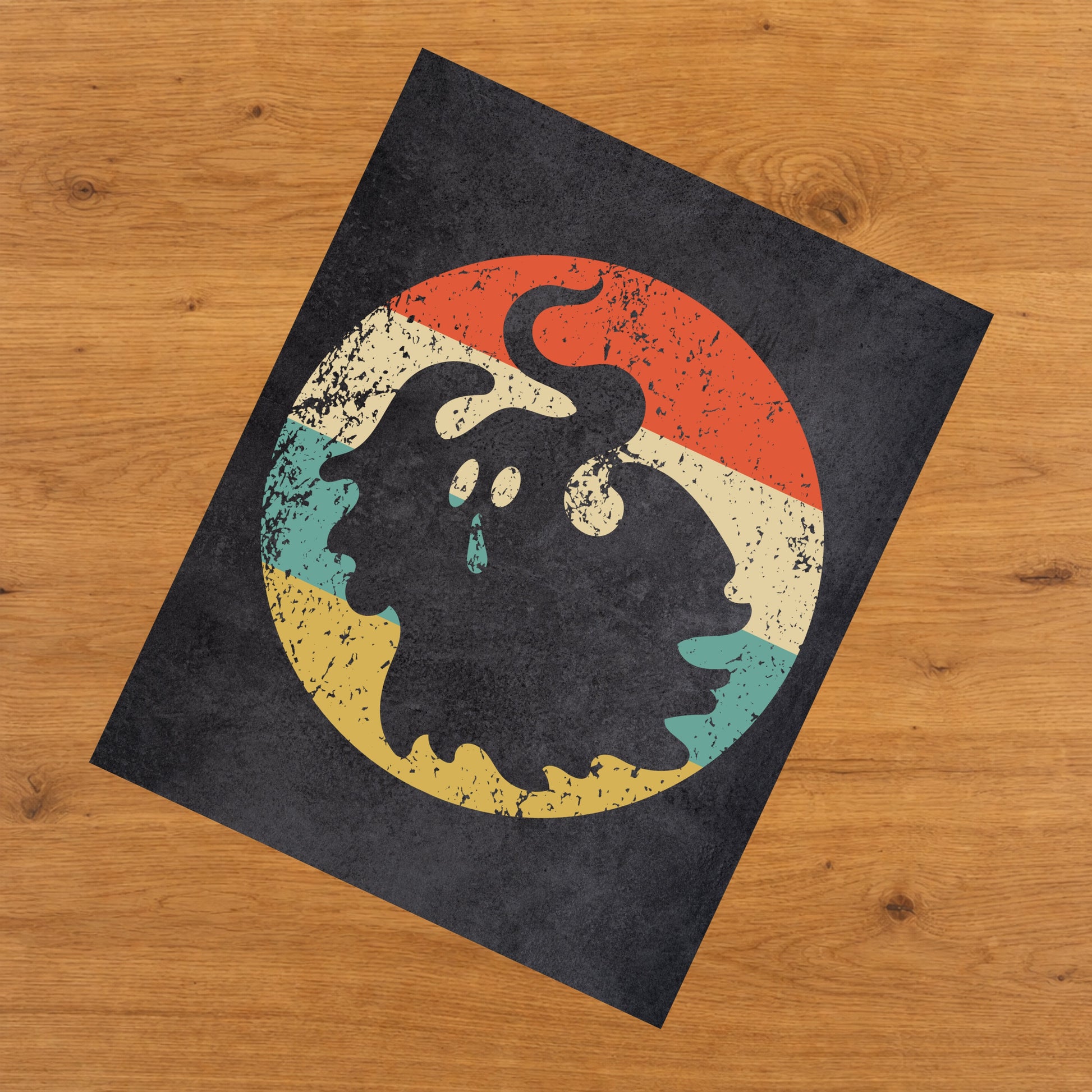 Scary Ghost Halloween Icon Retro 8"x10" Wall Art Print