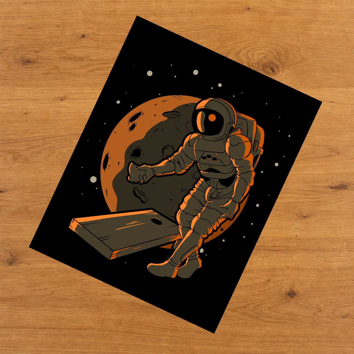 Cornhole Astronaut Outer Space Spaceman 8"x10" Wall Art Print