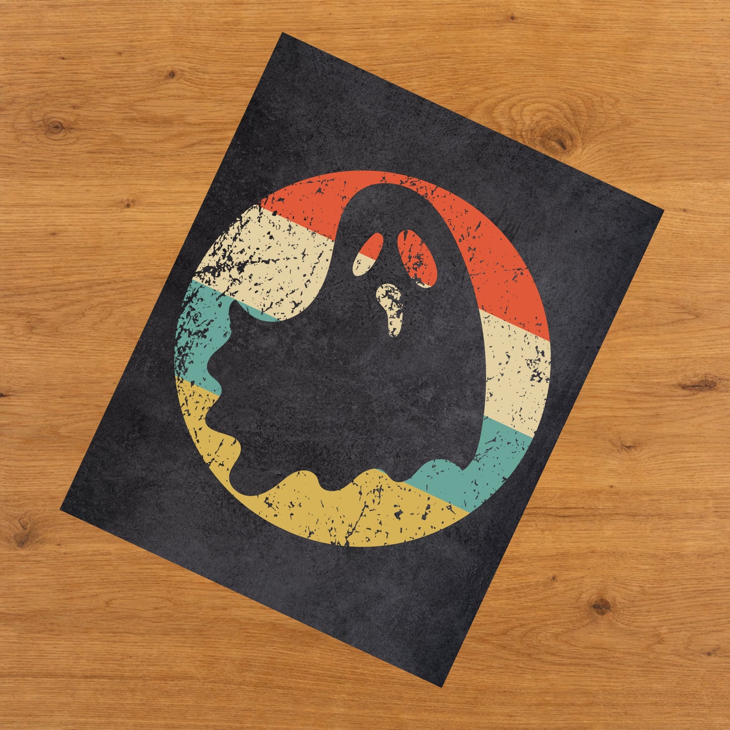 Scary Ghost Halloween Icon Retro 8"x10" Wall Art Print