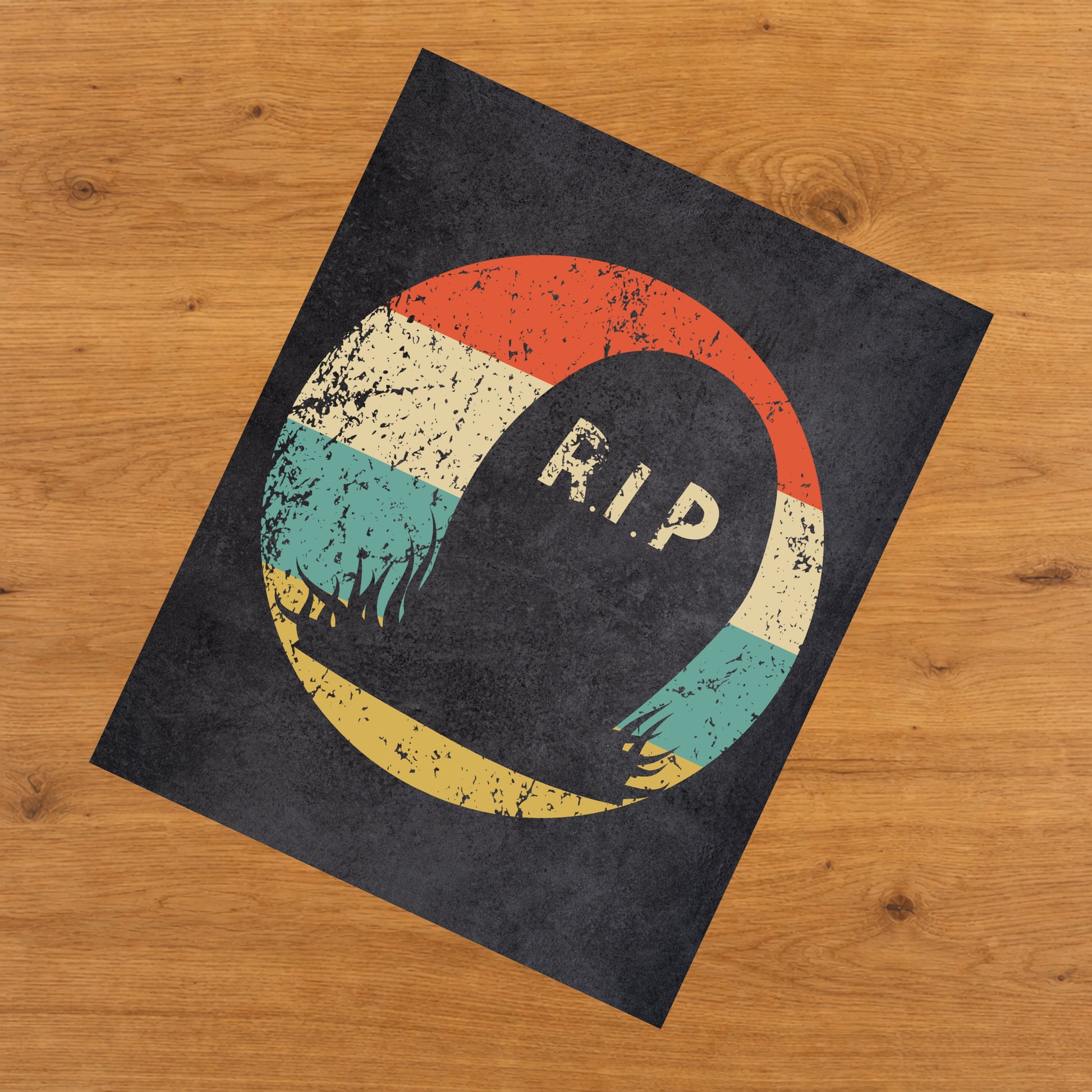 Creepy Grave Halloween Icon Retro 8"x10" Wall Art Print