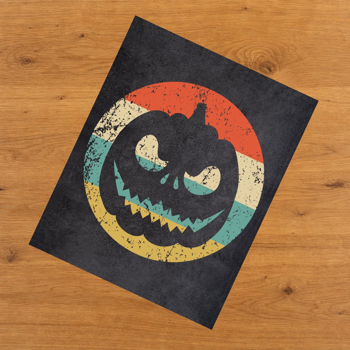Jack-O-Lantern Pumpkin Halloween Icon Retro 8"x10" Wall Art Print