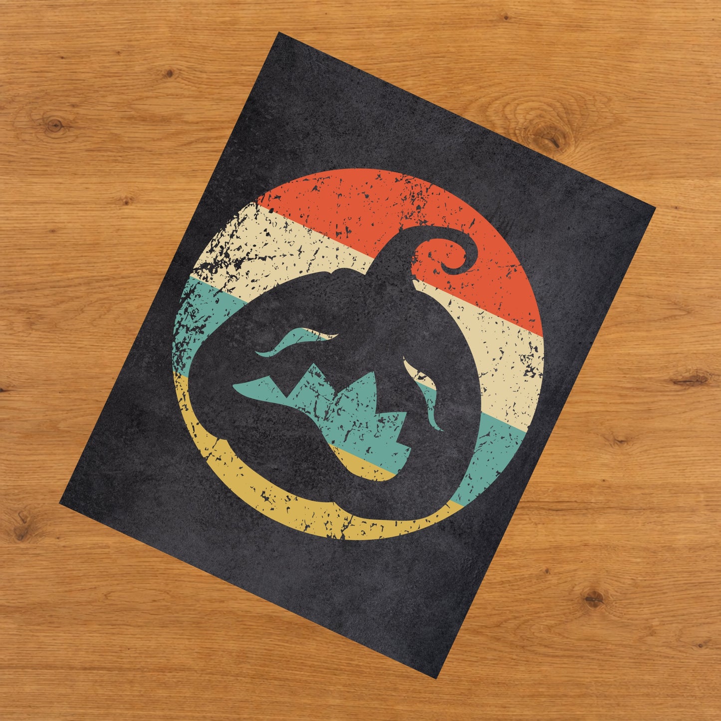 Jack-O-Lantern Pumpkin Halloween Icon Retro 8"x10" Wall Art Print