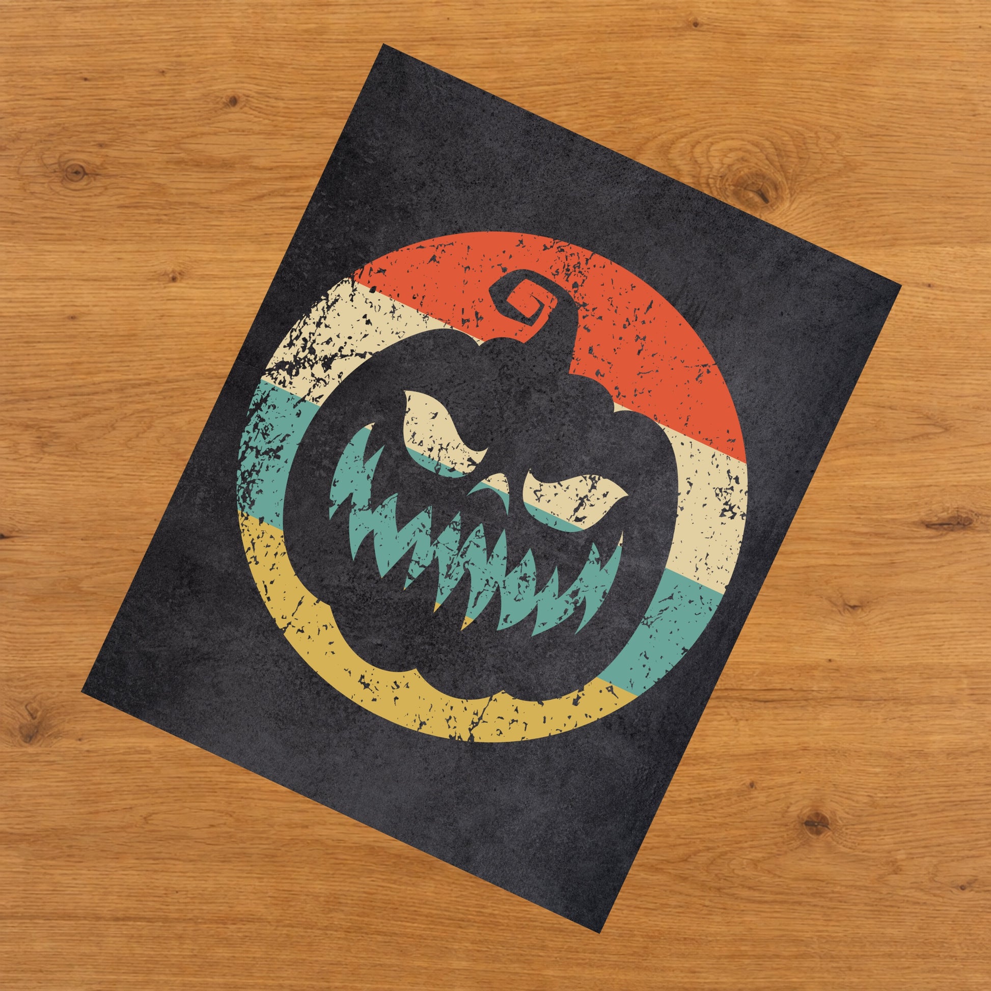 Jack-O-Lantern Pumpkin Halloween Icon Retro 8"x10" Wall Art Print