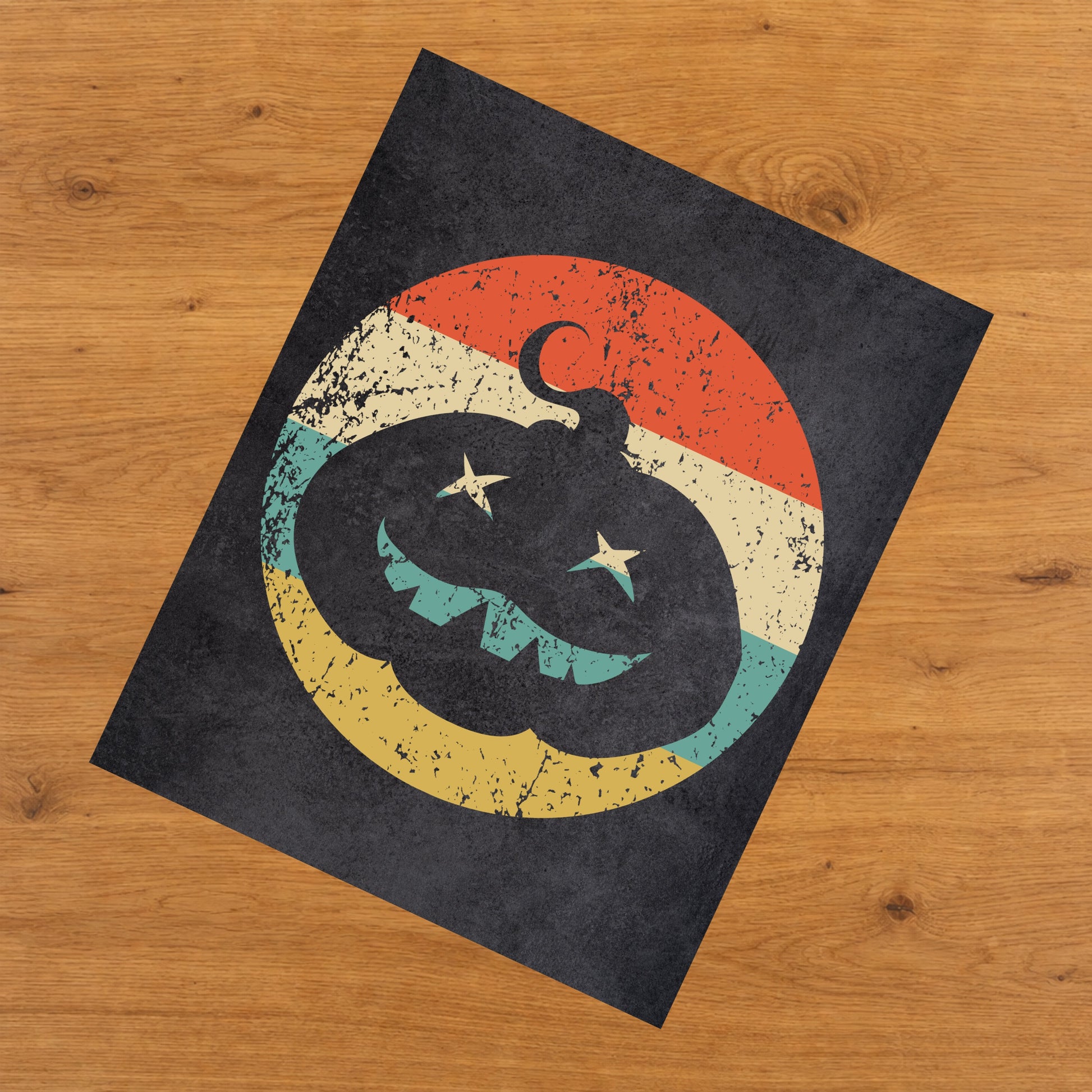 Jack-O-Lantern Pumpkin Halloween Icon Retro 8"x10" Wall Art Print
