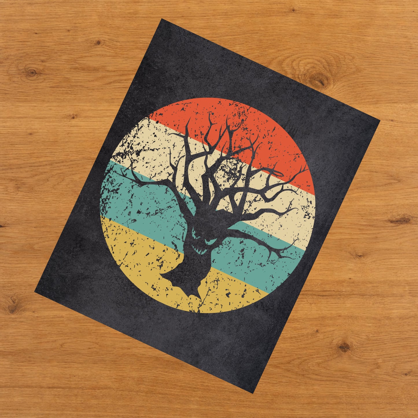 Haunted Tree Halloween Icon Retro 8"x10" Wall Art Print