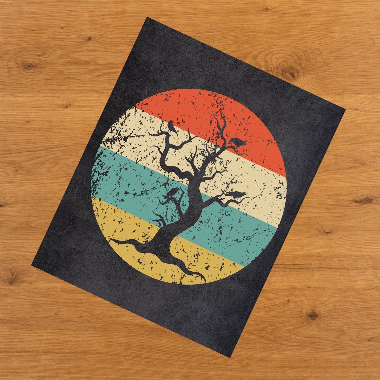 Haunted Tree Halloween Icon Retro 8"x10" Wall Art Print