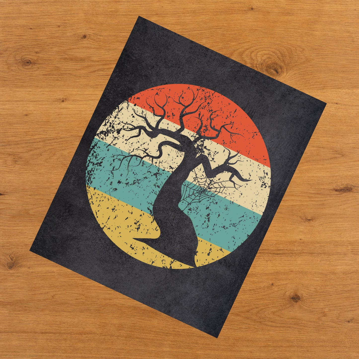 Haunted Tree Halloween Icon Retro 8"x10" Wall Art Print
