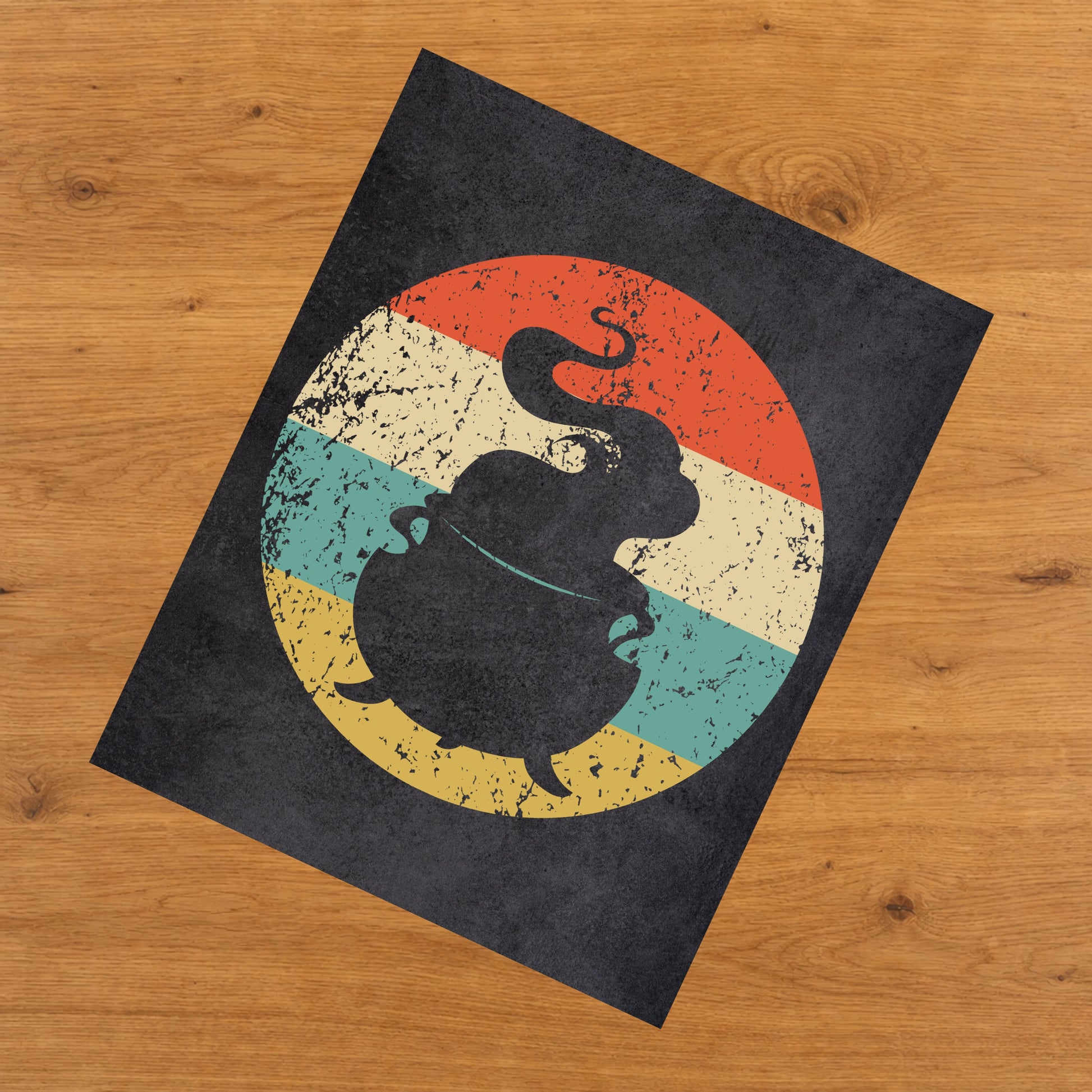 Witch's Cauldron Halloween Icon Retro 8"x10" Wall Art Print